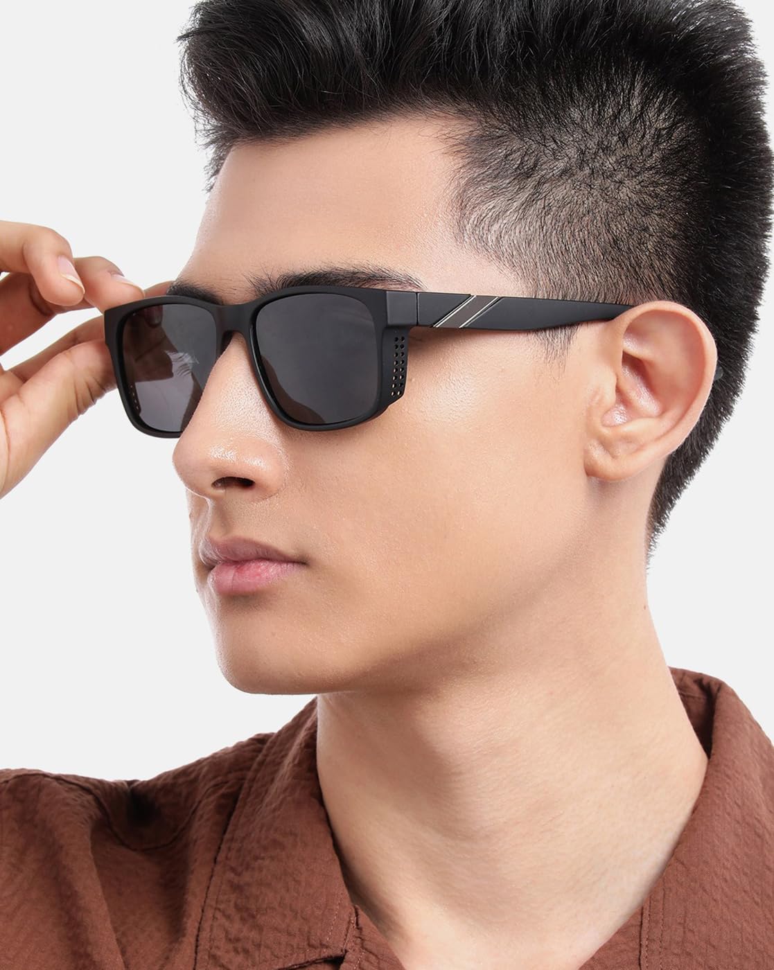 Carlton London Black with Metallic Toned and Black Polarised Lens Sunglass for men
