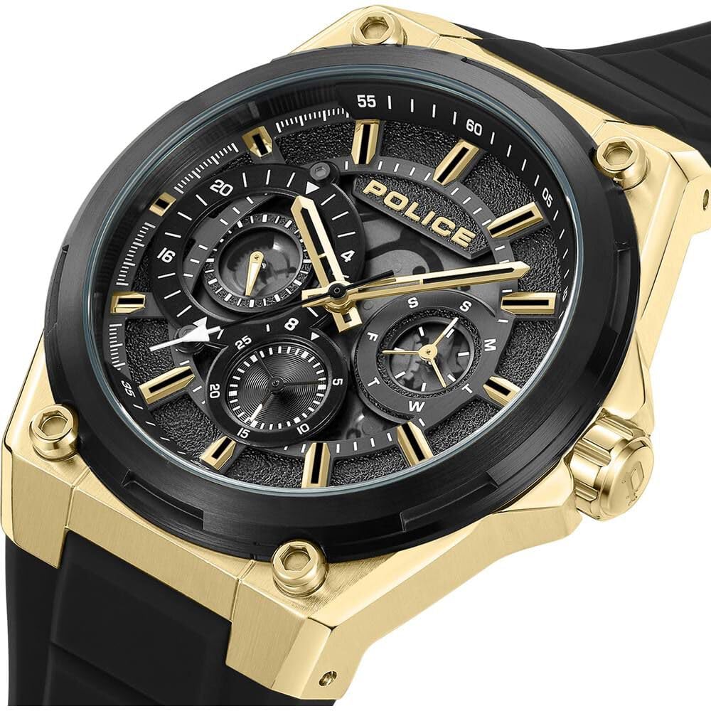 Police Quartz Multifunction Black Silicone Strap for Men-PLPEWJQ2203241