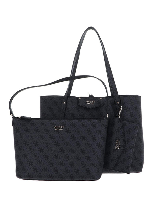 GUESS Women's Charcoal Printed Tote Bag with Pouch| Ladies Purse Handbags | Gift For Ladies