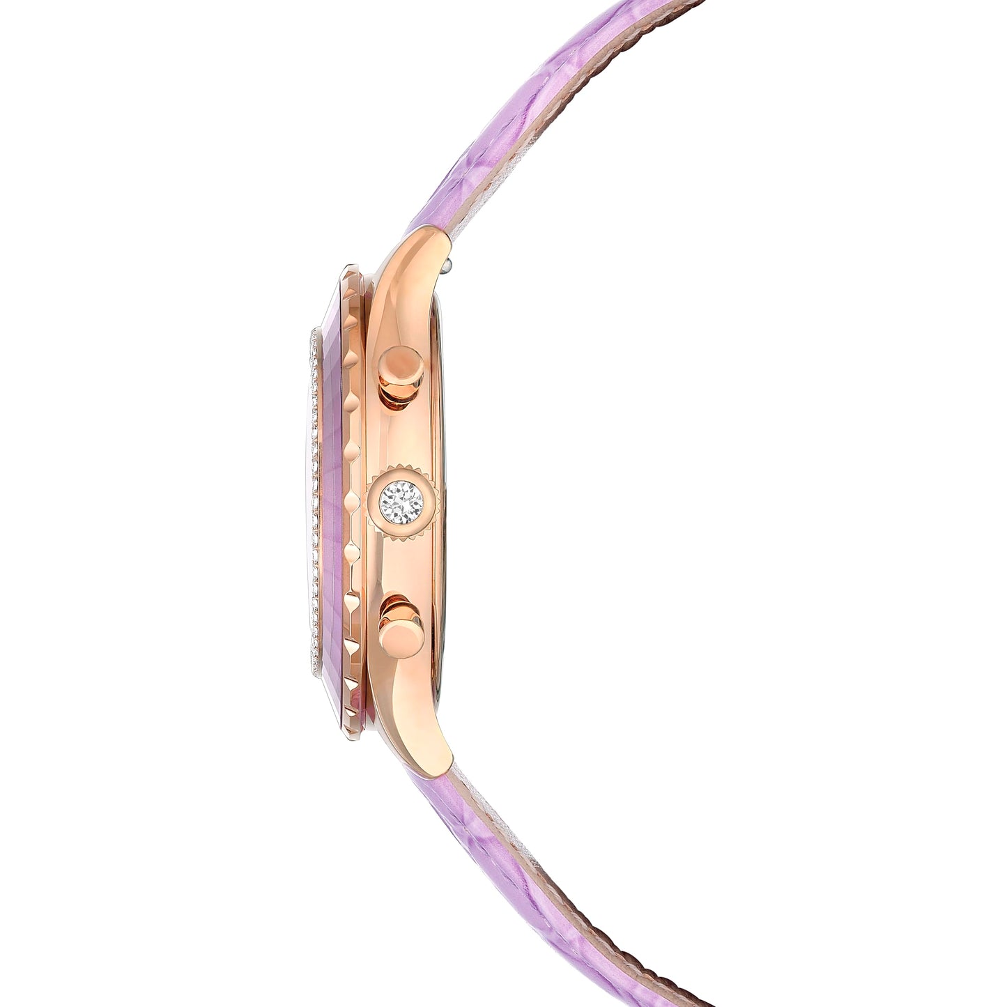Swarovski Octea Chrono Watch, Swiss Made, Leather Strap, Purple, Rose Gold-Tone Finish, Purple, Strap, Purple, strap