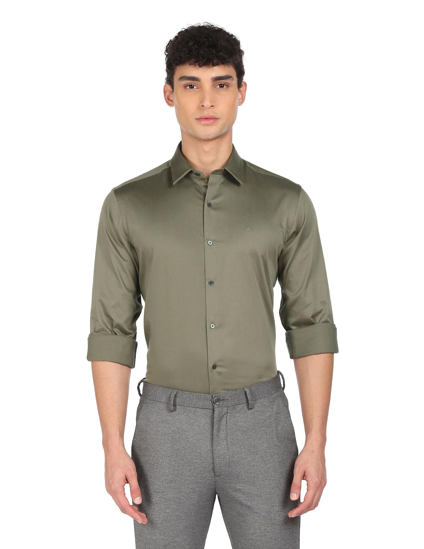 Arrow Men's Solid Regular Fit Shirt (Green) - SaumyasStore