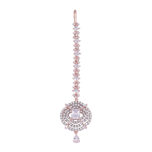 Saraf RS Jewellery-Solitaire Maang Tikka American studded Rose for Women & Girls