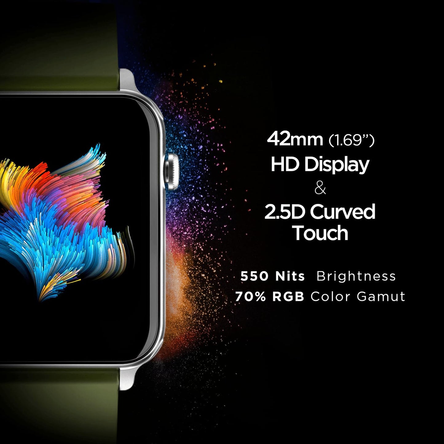 boAt Wave Call Smart Watch w/Bluetooth Calling, 1.69" (4.2 cm) HD Display w/ 550 NITS & 70% Color Gamut, 150+ Watch Faces, Multi-Sport Modes,HR,SpO2, IP68(Forest Green)