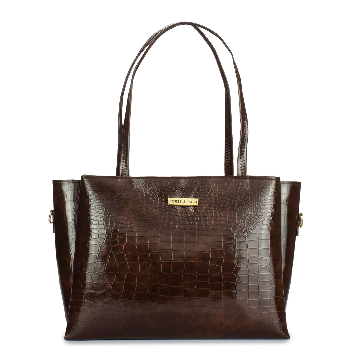 Horse and Hash Croco Pattern Western Tote Bags For Womens And Girls Shoulder Bag Extra Spacious (Brown)