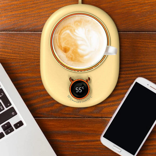 FABLOFTCoffee Mug Warmer Cup Heating Plate 2 Temparature Settings for Home Office Yellow