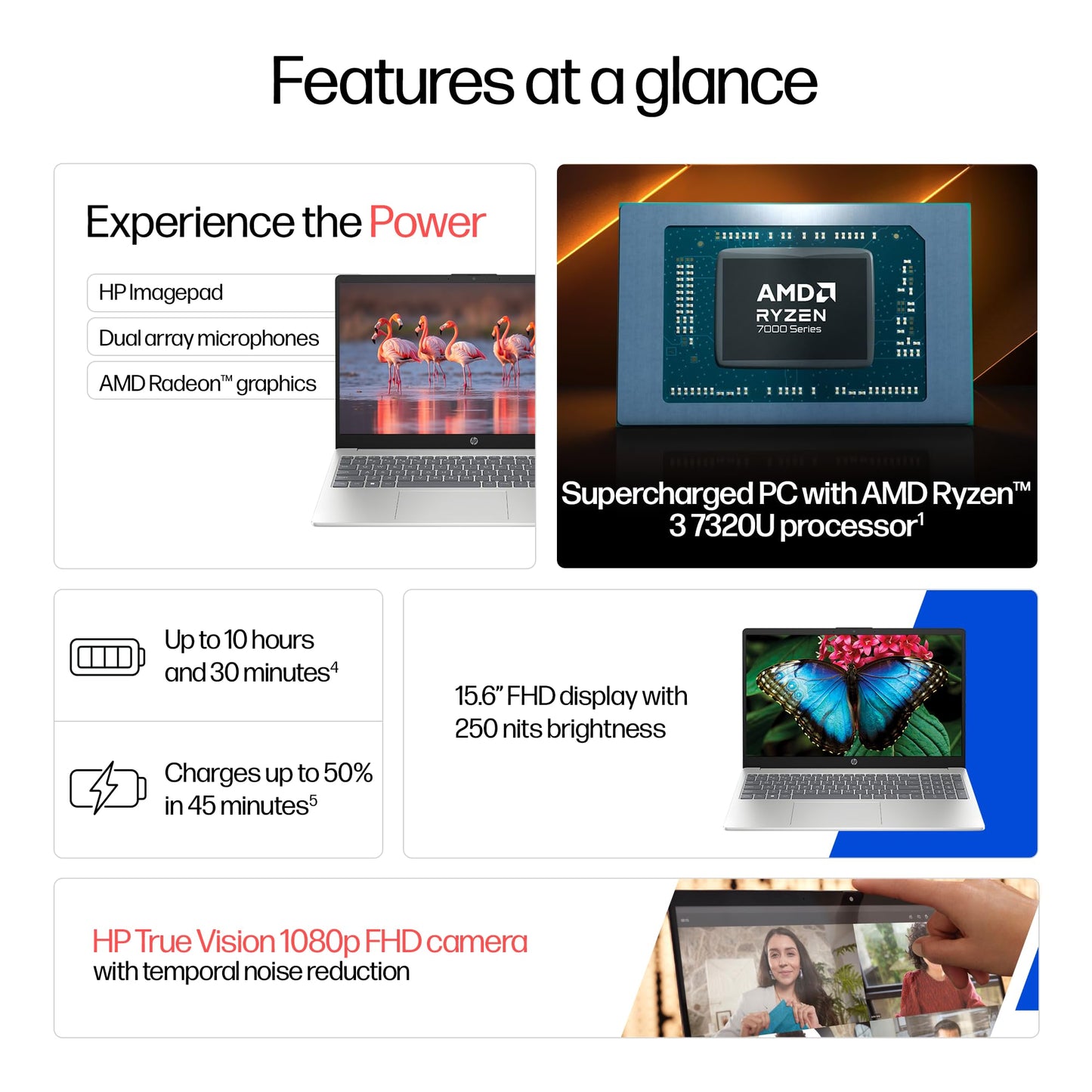 HP 15, AMD Ryzen 3 7320U (8GB DDR4, 512GB SSD) FHD, Anti-Glare, Micro-Edge, 15.6''/39.6cm, Win11, M365 Basic(1yr)* Office24, Silver, 1.59kg, fc0500AU, FHD Camera w/Privacy Shutter Laptop