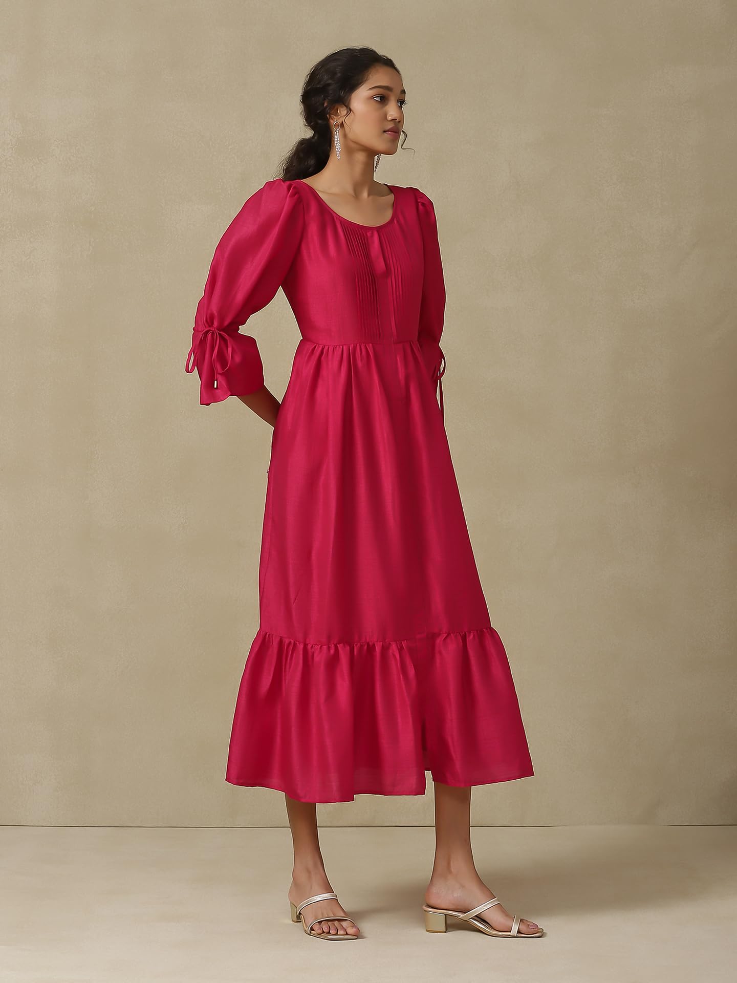 Aarke Ritu Kumar Magenta Solid Long Dress