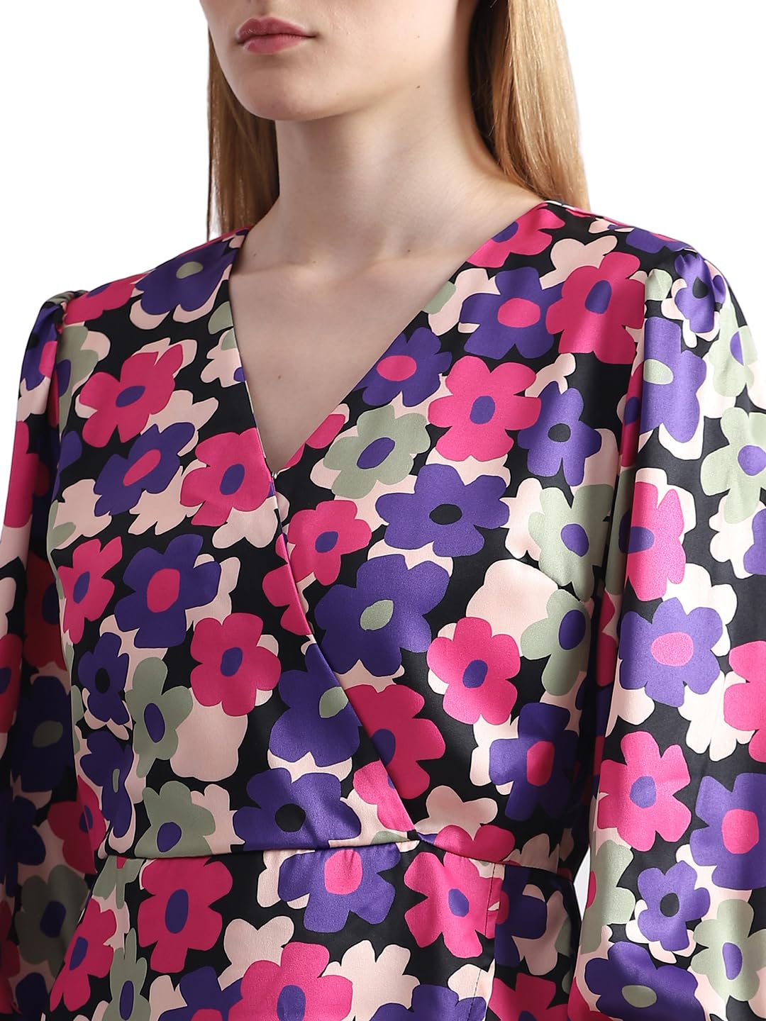 ONLY Women Printed Polyester Above Knee Purple Sheath Dress