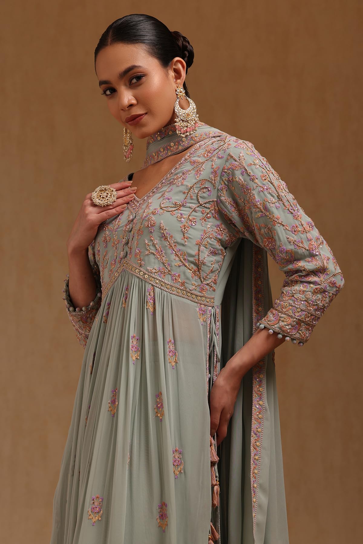 Soch Women's Georgette Salwar Suit Set (OWA5CD22396_Powder Blue