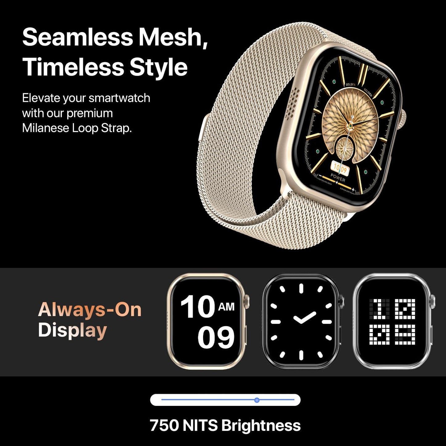 Fire-Boltt Brillia Pro Smart Watch with 51.3mm (2.02 inch) AMOLED Display, Bluetooth Calling, SpO2, Heart Rate Monitoring, 120+ Sports Modes, IP67 Waterproof, Long Battery Life (Champagne)