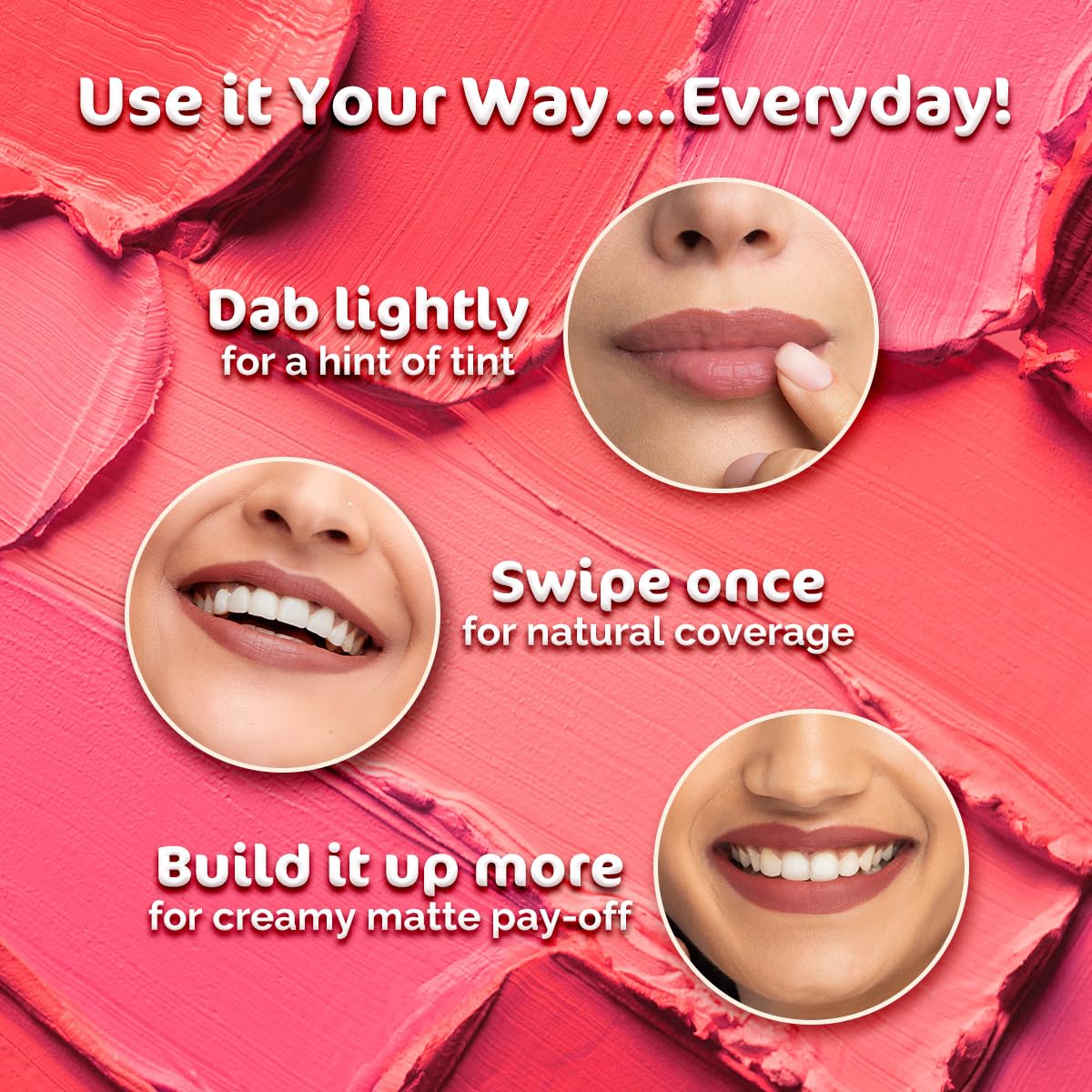 Mamaearth Creamy Matte Long Stay Lipstick with Murumuru Butter and Vitamin E for 8-Hour Long Stay (Flakeproof & Non-Drying | Intense Color Payoff) - 4.2g (Rose Nude)