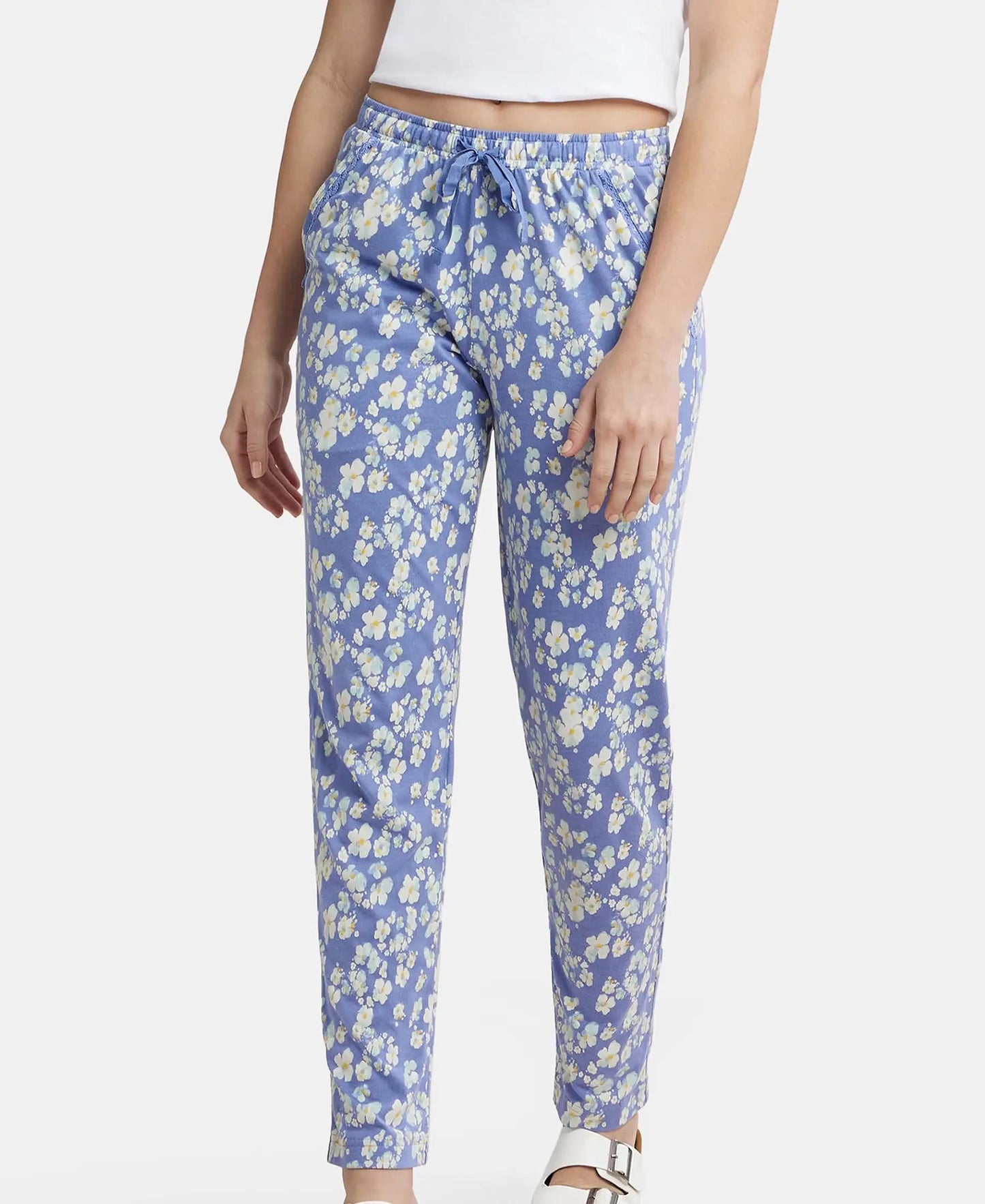 Jockey Women's Straight Fit Pants (RX09_Iris Blue Assorted Prints_S)