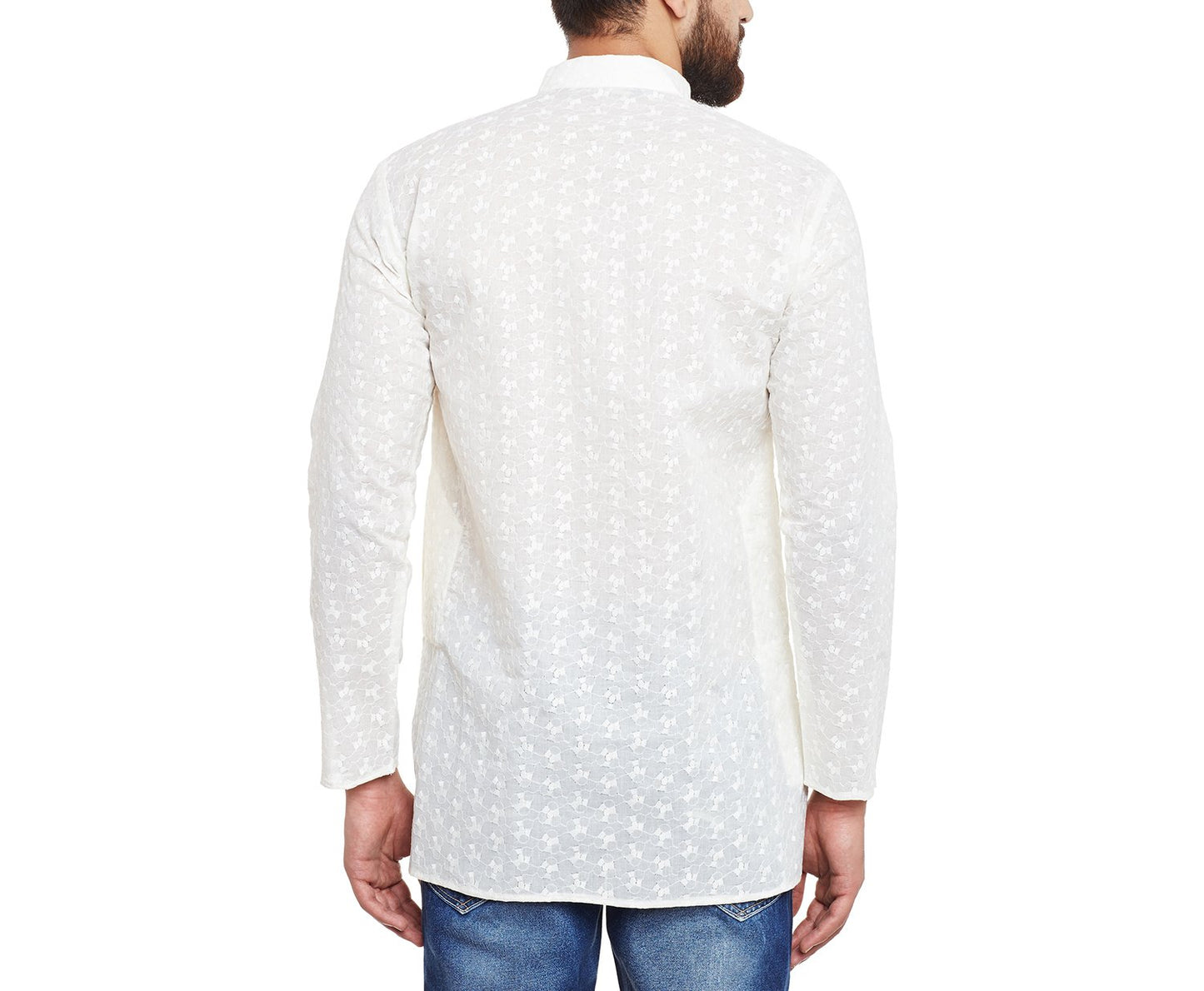 SOJANYA (Since 1958 Men's Cream Cotton Linen Short Kurta, Size: XXL