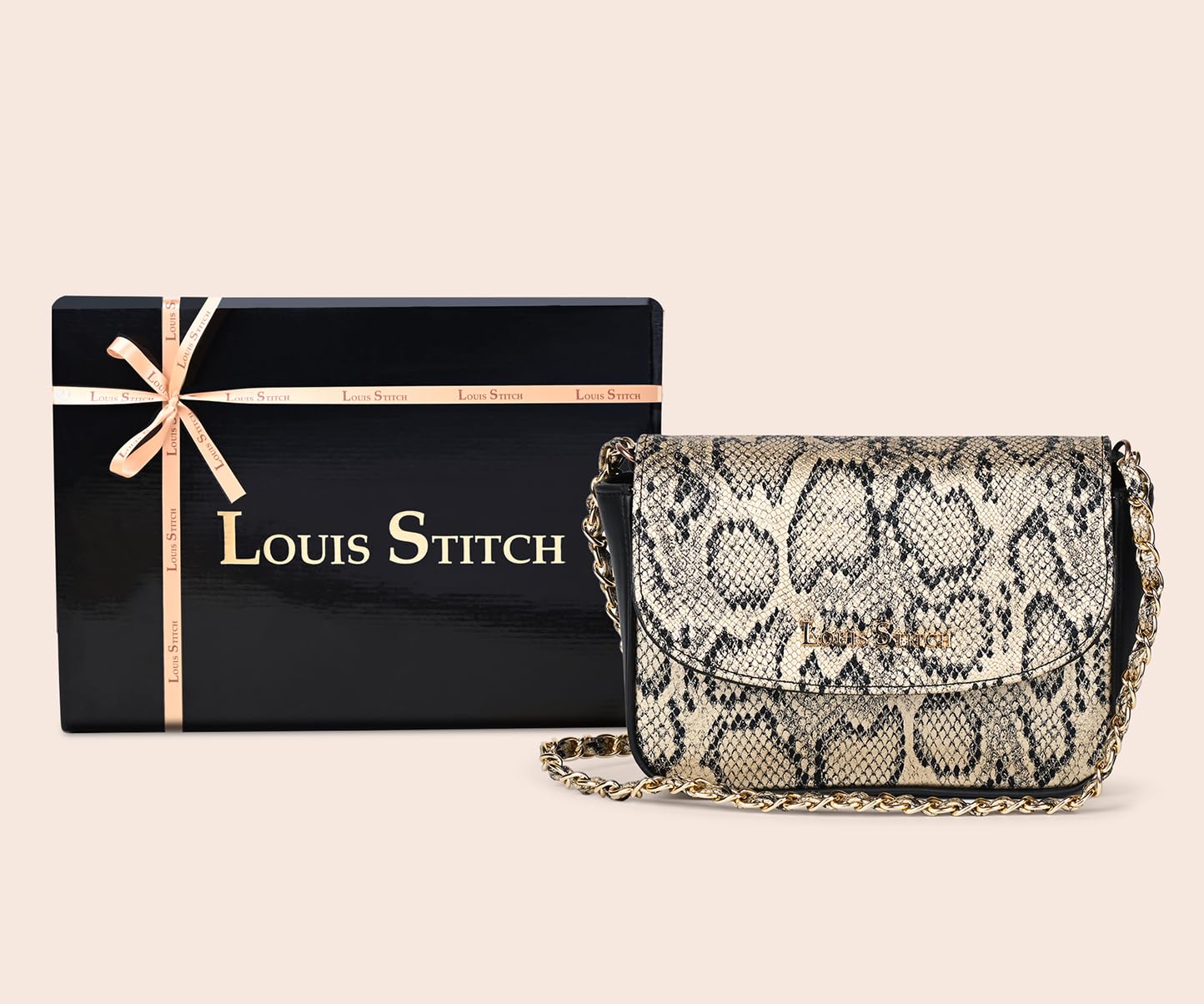 LOUIS STITCH Crossbody Sling Bag for Women | Textured Golden Mini Satchel Bag Purse for Women