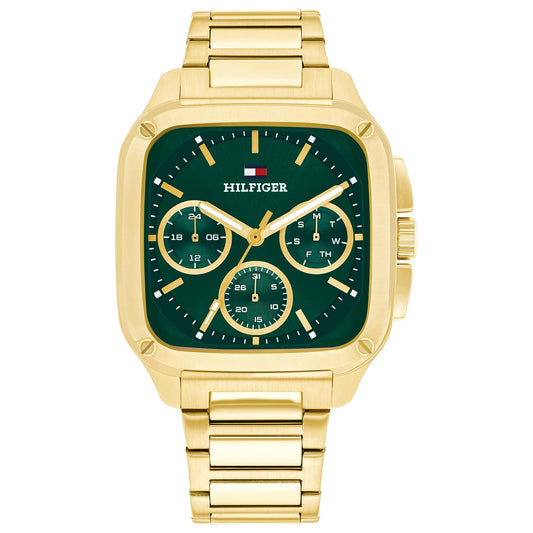 Tommy Hilfiger Herald Japanese Quartz Analog with Green Dial Gold Stainless Steel Strap Watch for Men - TH1792223