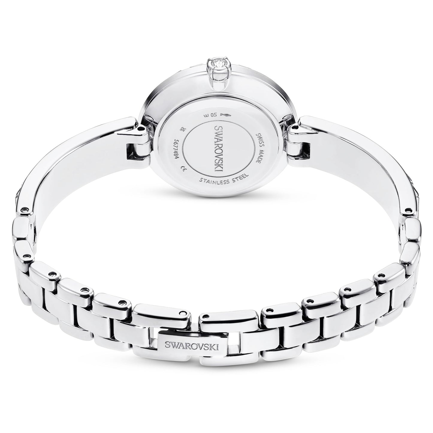 Swarovski Womens Sawrovski Matrix Bangle Analog Watch Swiss Made, Crystal Bracelet, Silver Tone, Stainless Steel 5677487