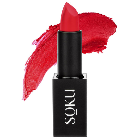 SOKU Censored Matte Long Lasting Lipstick for Women | Creamy Lipstick | Enriched with Jojoba Oil | Moisturising & Waterproof | Smooth Finish & Lightweight (Fiery Desire-13) - 4.2g