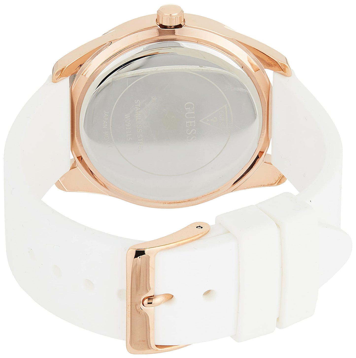 GUESS Rubber Analog Pink Dial Women Watch - W0911L5, White Band