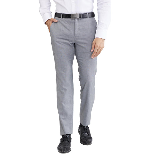 Raymond Men's Slim Fit Mid Rise Formal Trousers, Poly Viscose Blend, Structure Pattern, Flat Front | Dark Grey