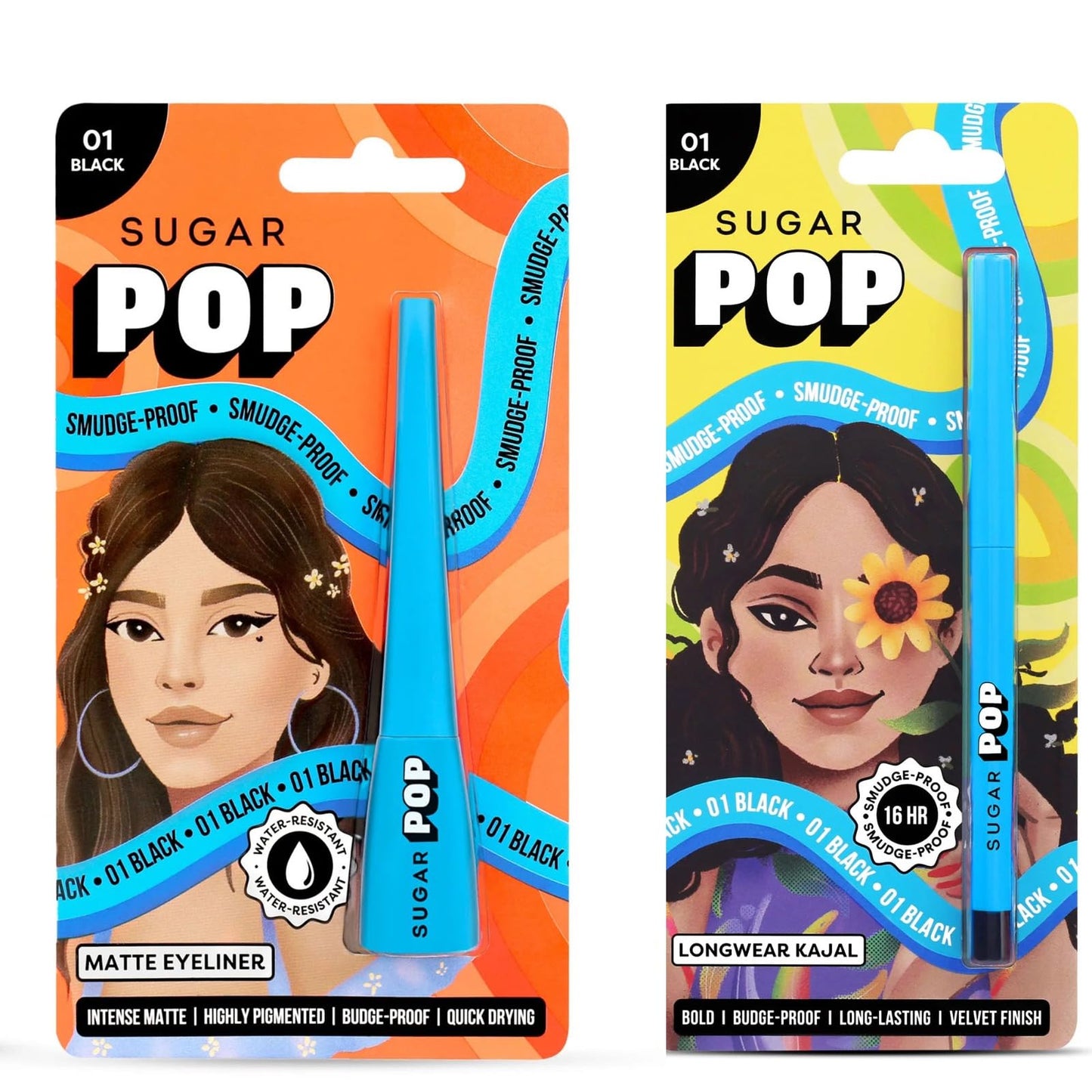 SUGAR POP Matte Finish Eyeliner, Smudge-Proof, Water-Resistant | Longwear Kajal Matte Finish, Intense Dark Kohl Kajal, Smudge Proof, Water Proof Long Lasting - 01 Black