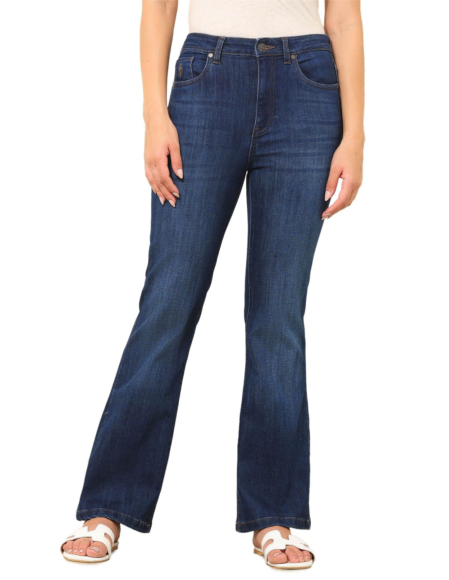 U.S. Polo ASSN. High Rise Bootcut Jeans (UWSS25JEN318_Blue_36)
