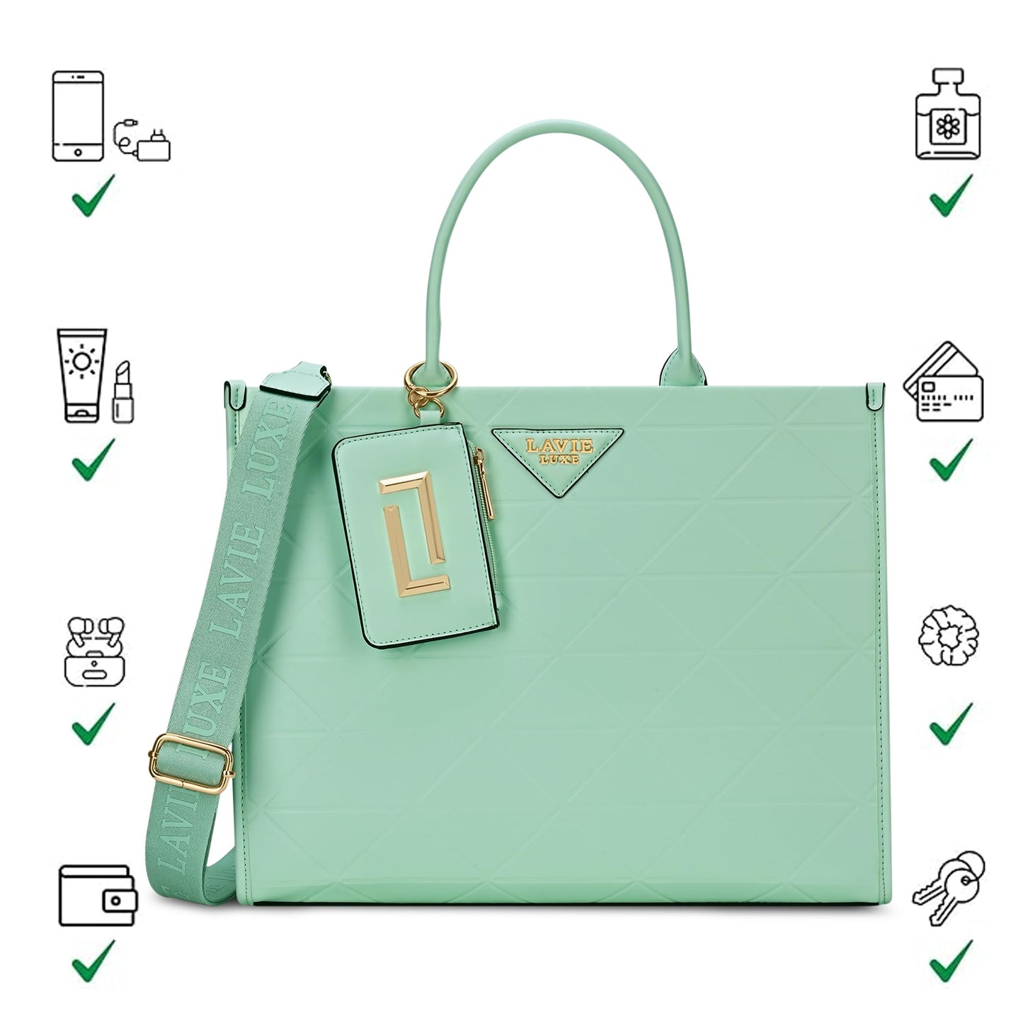 Lavie Luxe Women's Mona26 Extra Large Laptop Satchel Bag | Upto 16 Inch | Satchel Handbag for Work | Ladies Purse | Stylish Shoulder Bag | Gift for Women