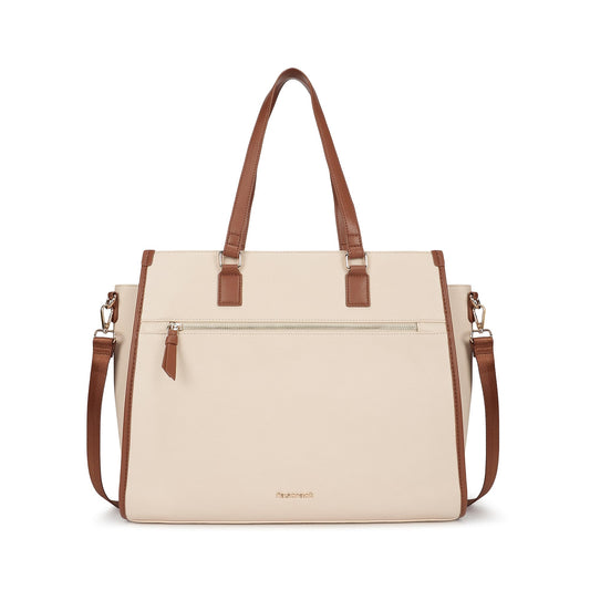 Fastrack PowerCarry Laptop Tote | Faux-Leather Laptop Tote for Women | Dual Compartments, 15'' Padded Laptop Sleeve, Adjustable Webbing Strap, Trolley Loop & External Quick-Access Pocket