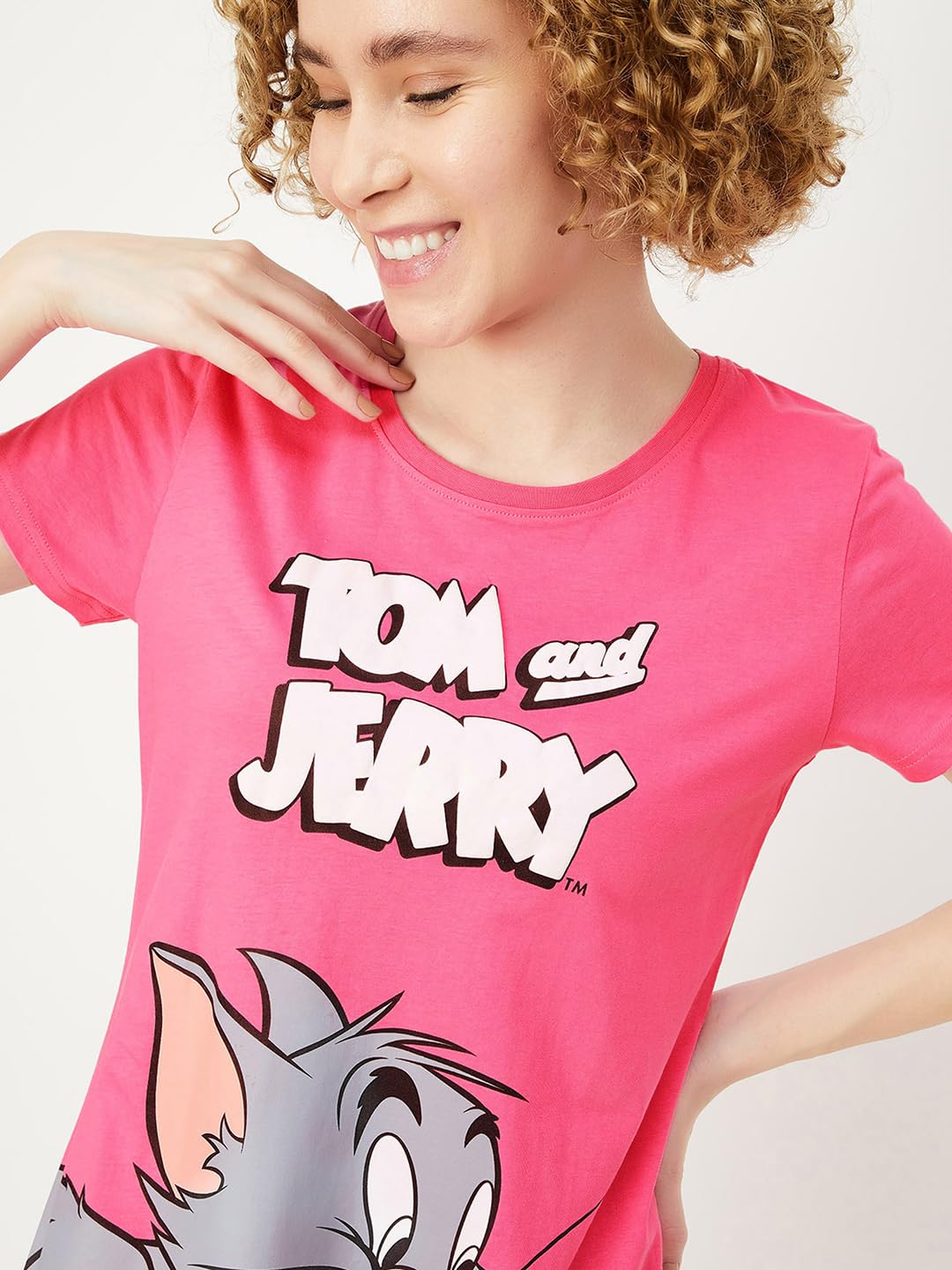 Max Women Tom & Jerry Printed Chemise (SU24CLD04PINK)_XXL
