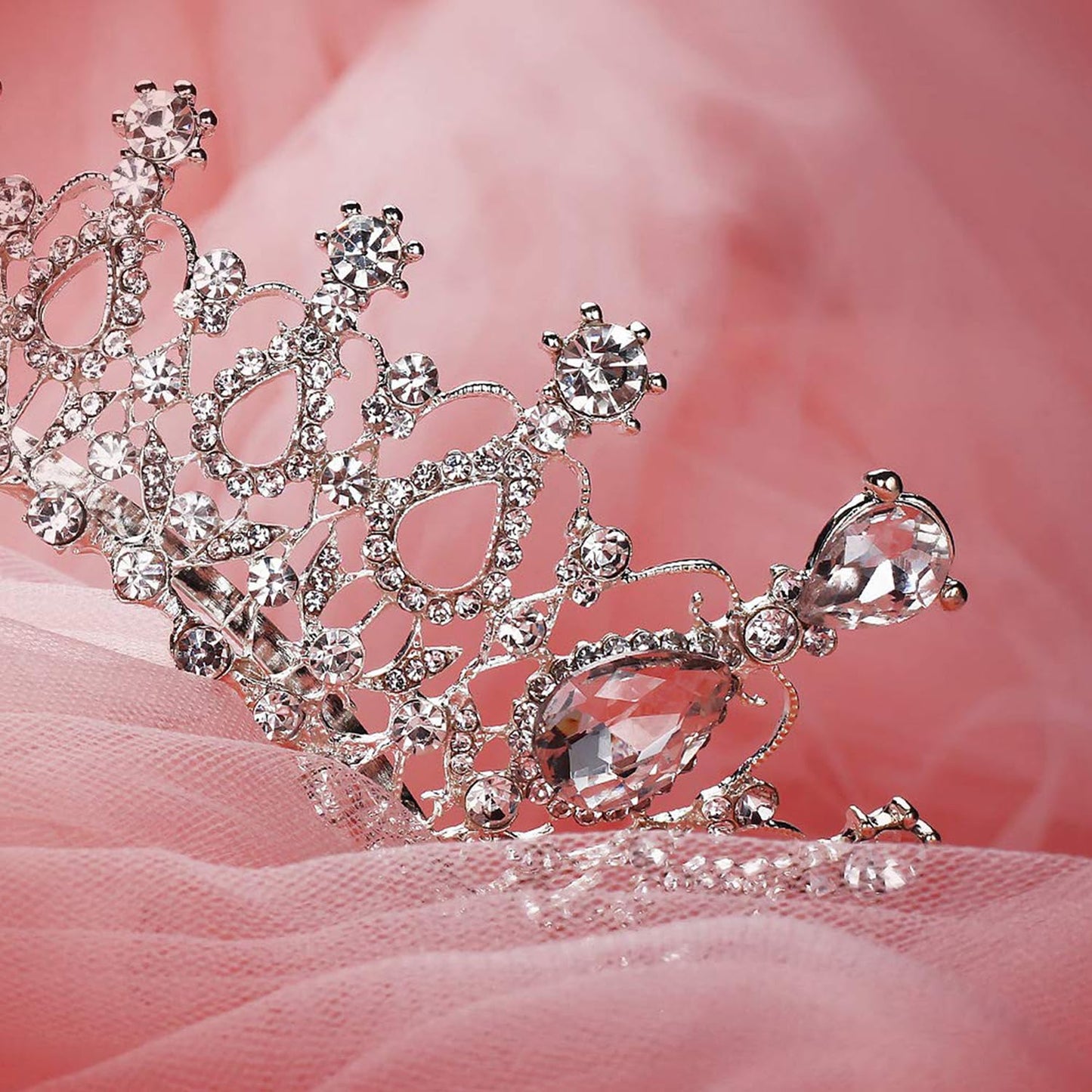 Shining Diva Fashion Crystal Tiara and Crown for Women Stylish Headband Crowns with Comb Tiaras for Girls Kids Queen Princess Wedding Bridal Birthday Gift Hair Accessories (Silver) (rr15862hb)
