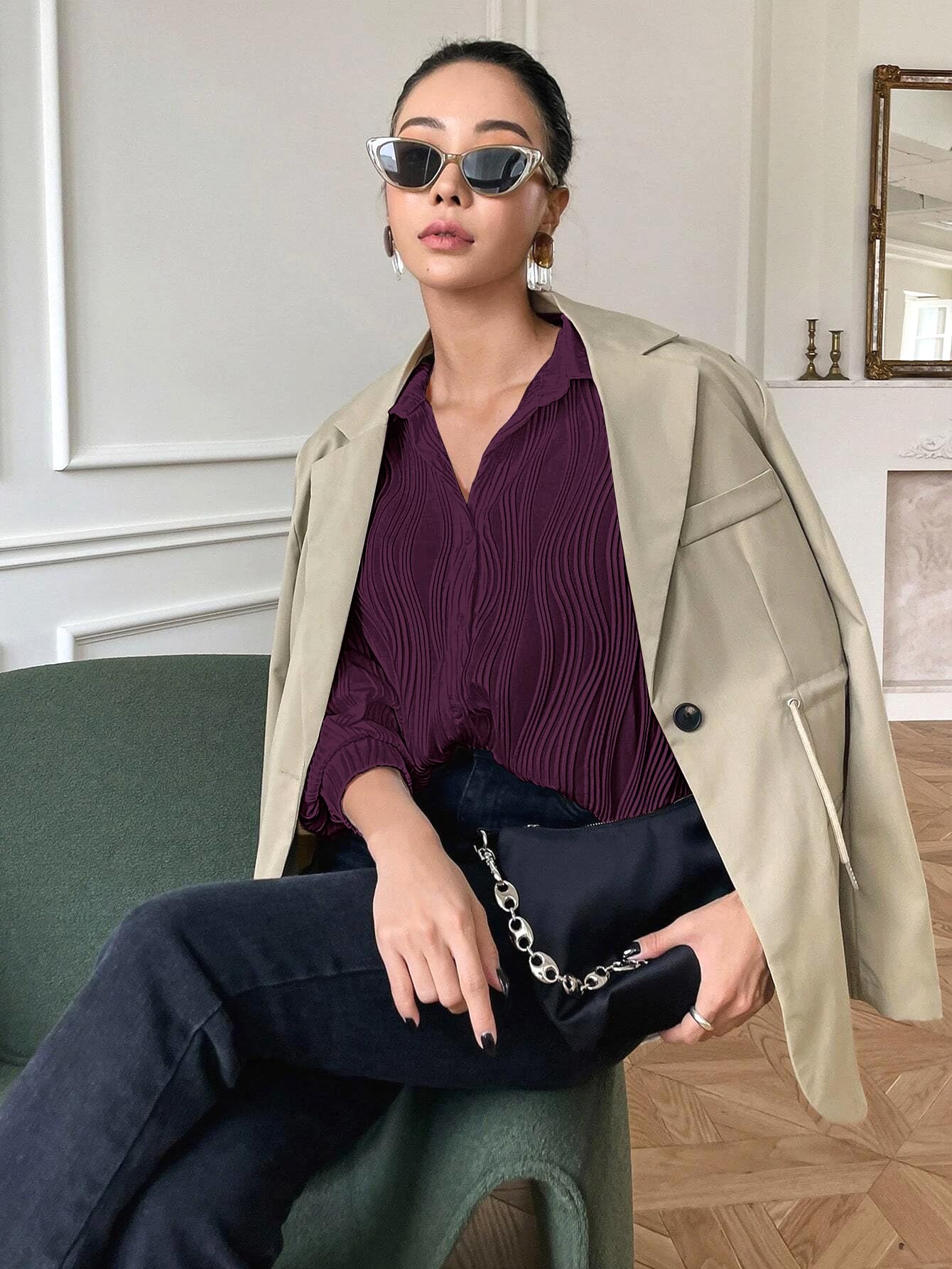Leriya Fashion Shirts for Women – Korean Style Long Sleeve Oversized Button Down | Plus Size Workwear Top for Office & Casual Wear