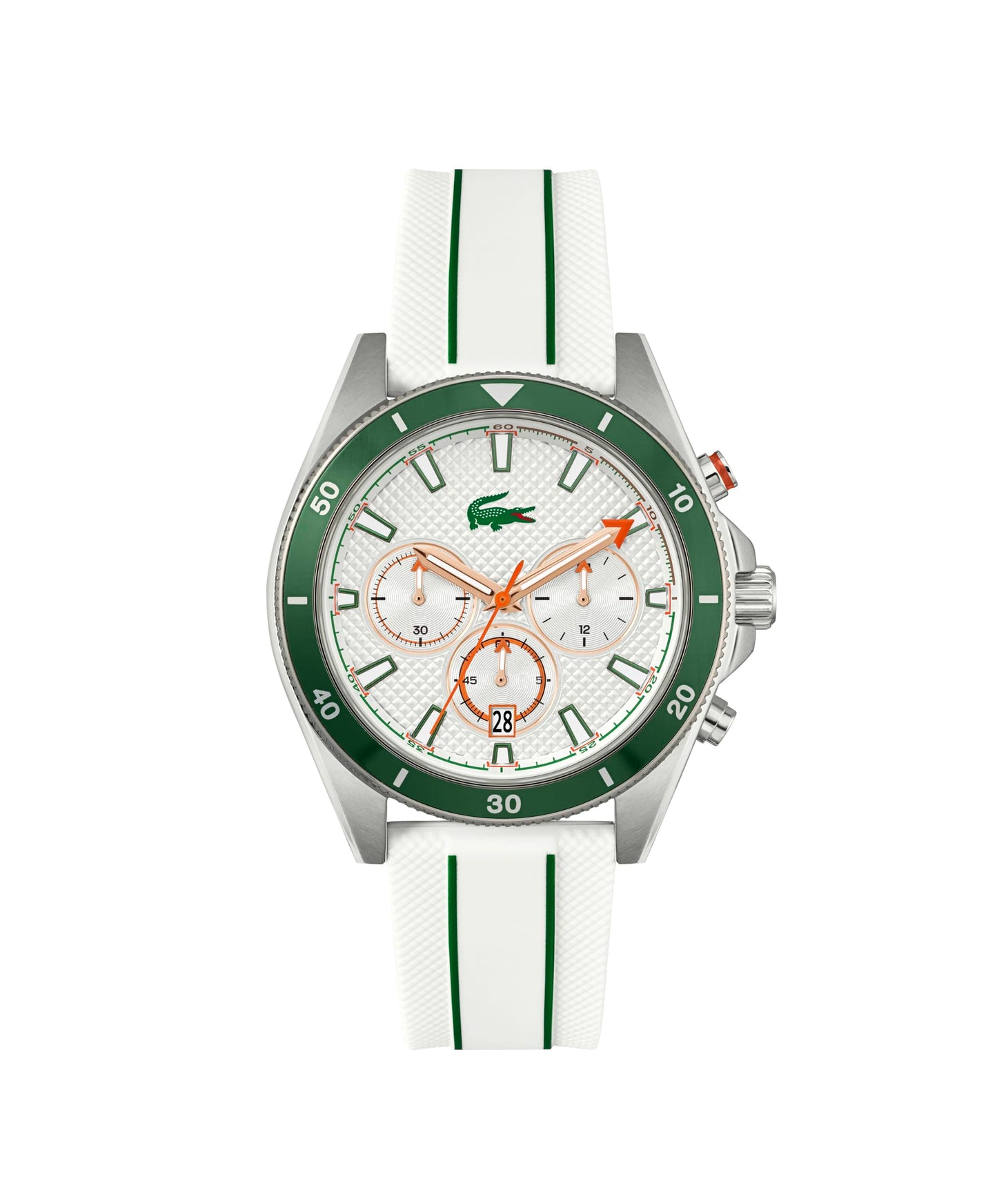 Lacoste Mainsail Qtz Fashion Chrono White Round Dial Men's Watch|White Silicone Material|Multi Color Band - 2011362