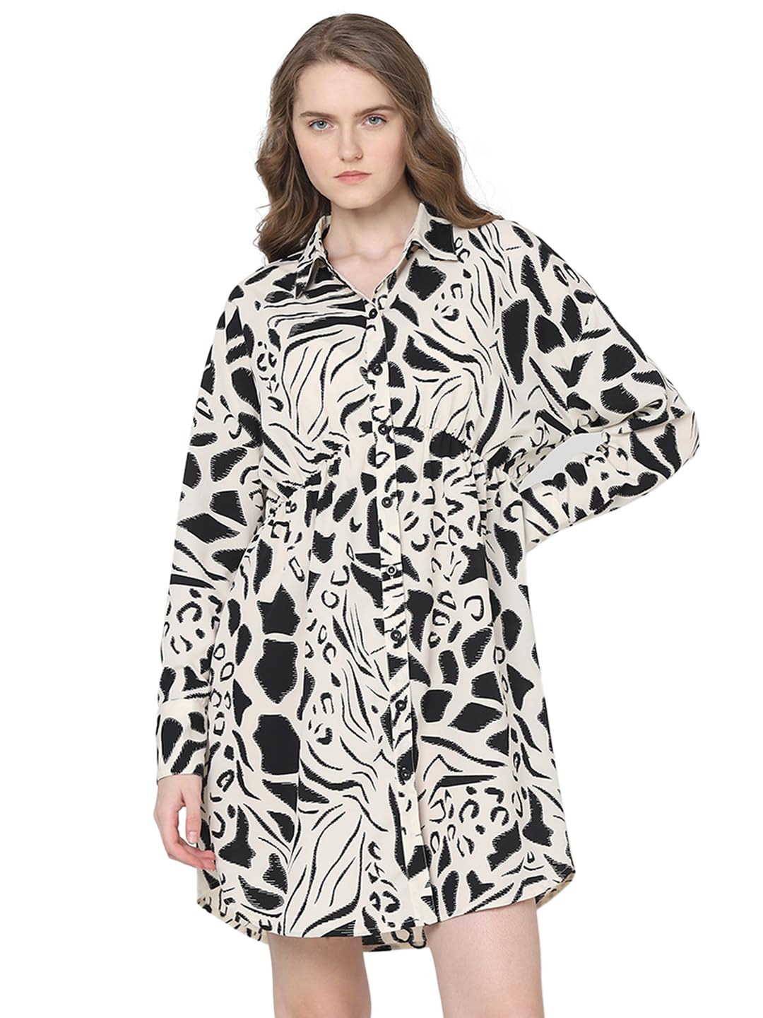 Vero Moda Women's Polyester Fit and Flare Above The Knee Dress (10323676- Black