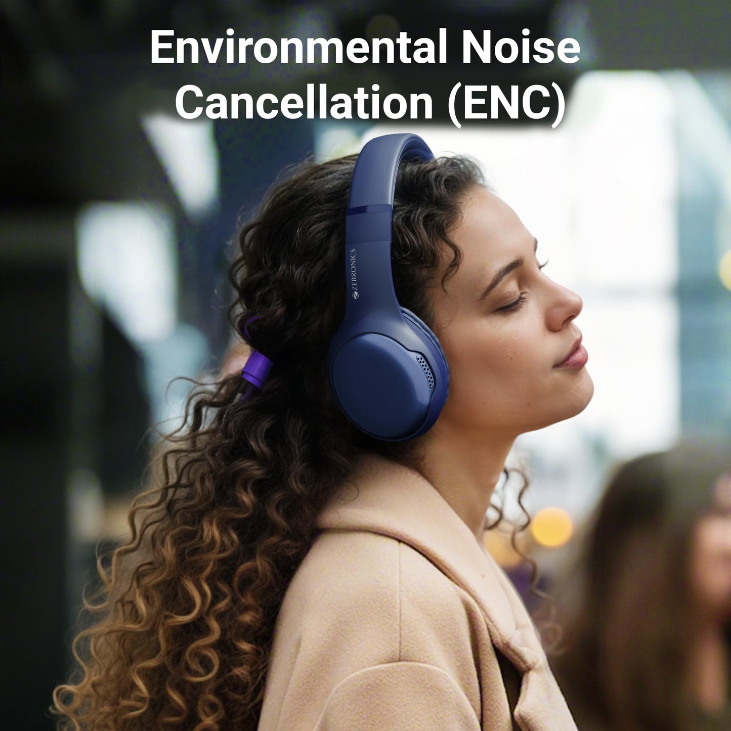 ZEBRONICS Thunder Max Bluetooth Over Ear Headphone with 120*Hrs Playback, 3 EQ Modes, 40mm Bass Driver, Fast Charging, ENC, Gaming Mode, Dual Pairing, BT v5.4, AUX, Metallic Finish (Purple)