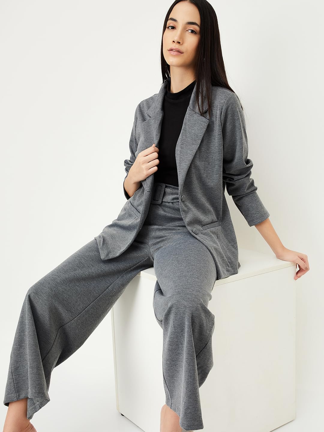 Max Women's Classic Blazer (EM03_Grey Melange_M