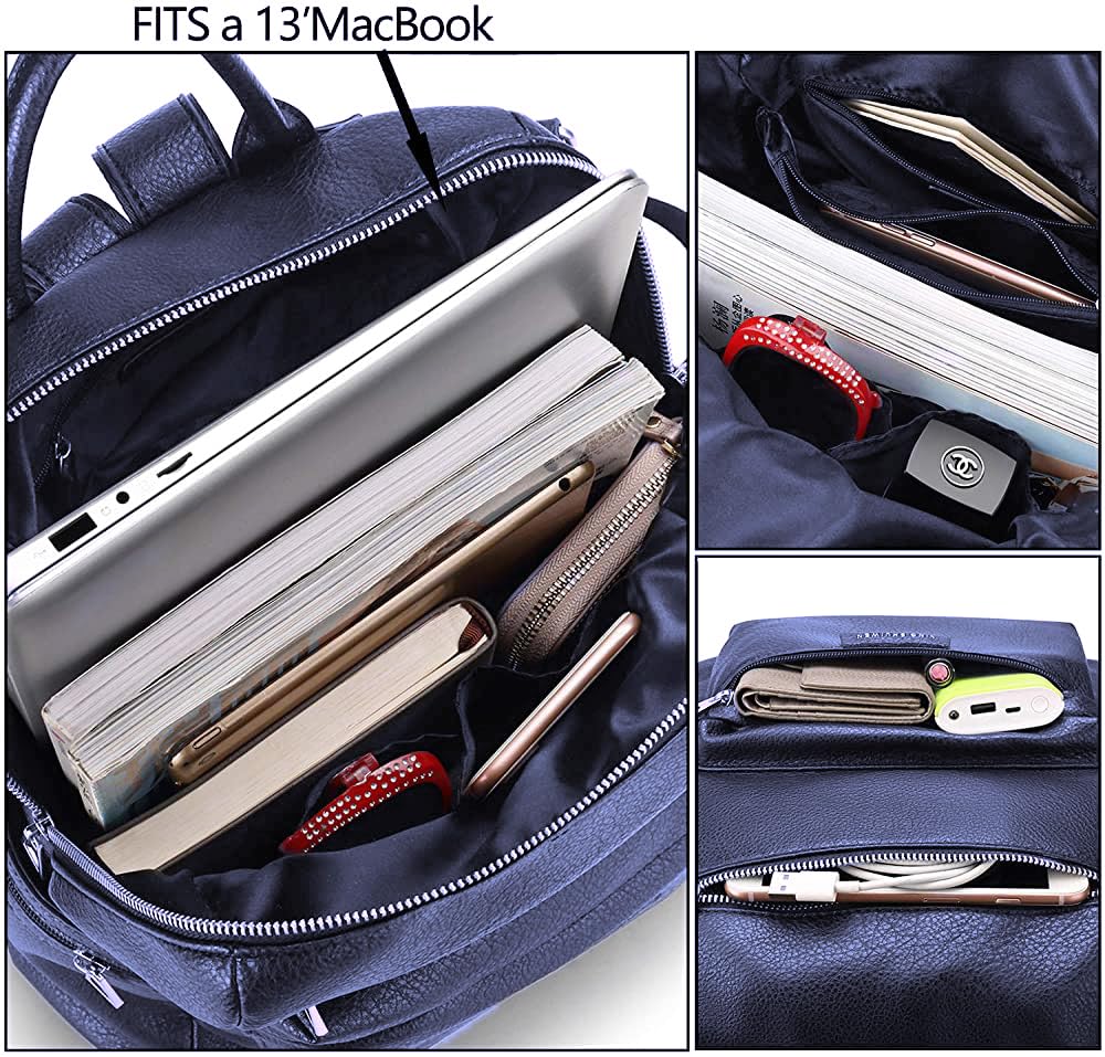 MomsyStore Fashion Backpacks For Girls and Women to Carry Regular Stuff Vegan Leather Backpacks (Blue)