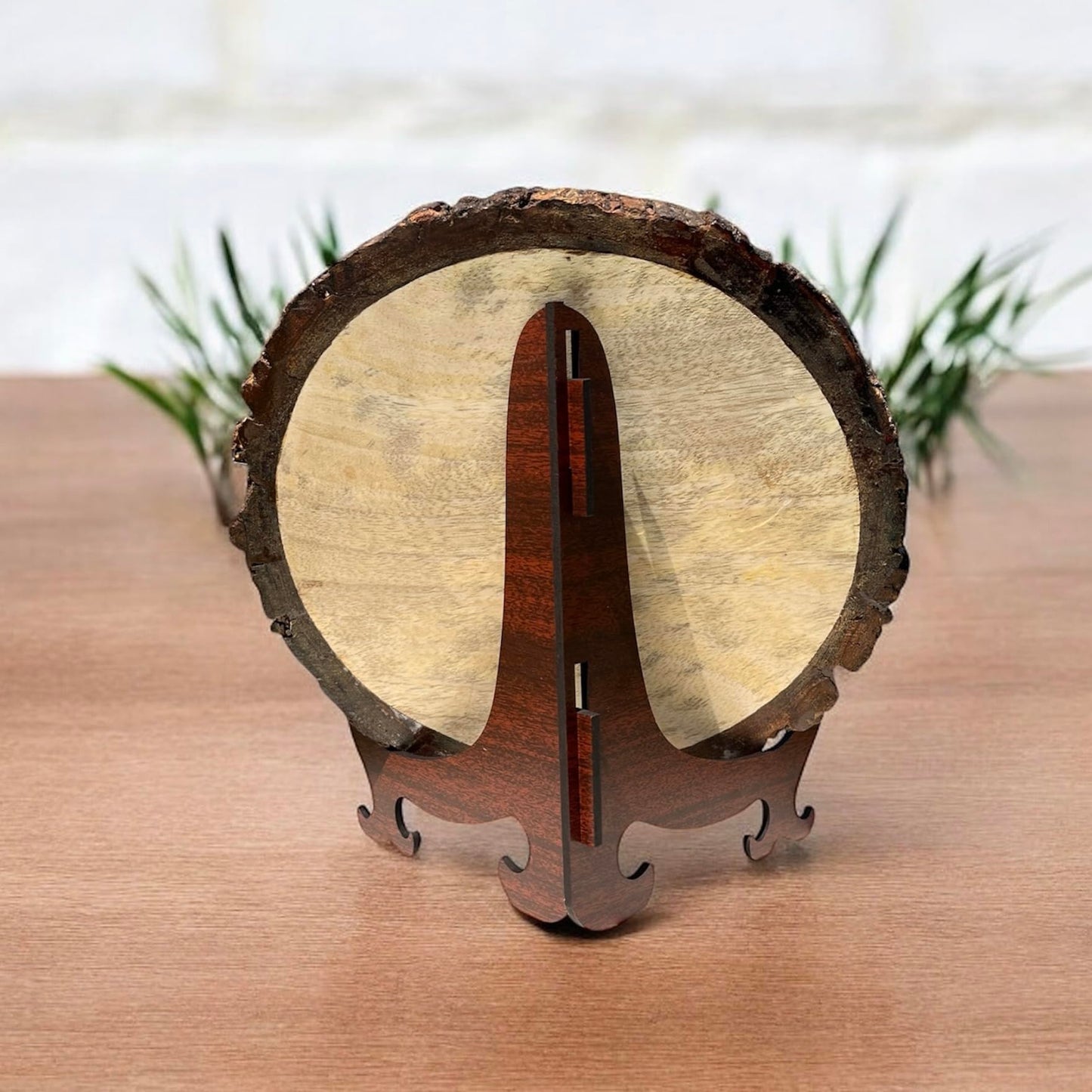 GIFTORA Personalized Round Wooden Photo Frame | Customized with Photo & Caption for Home Decor | Perfect for Special Occasions Like Weddings, Anniversaries, Birthdays(Brown, Round 6-7 Inch)