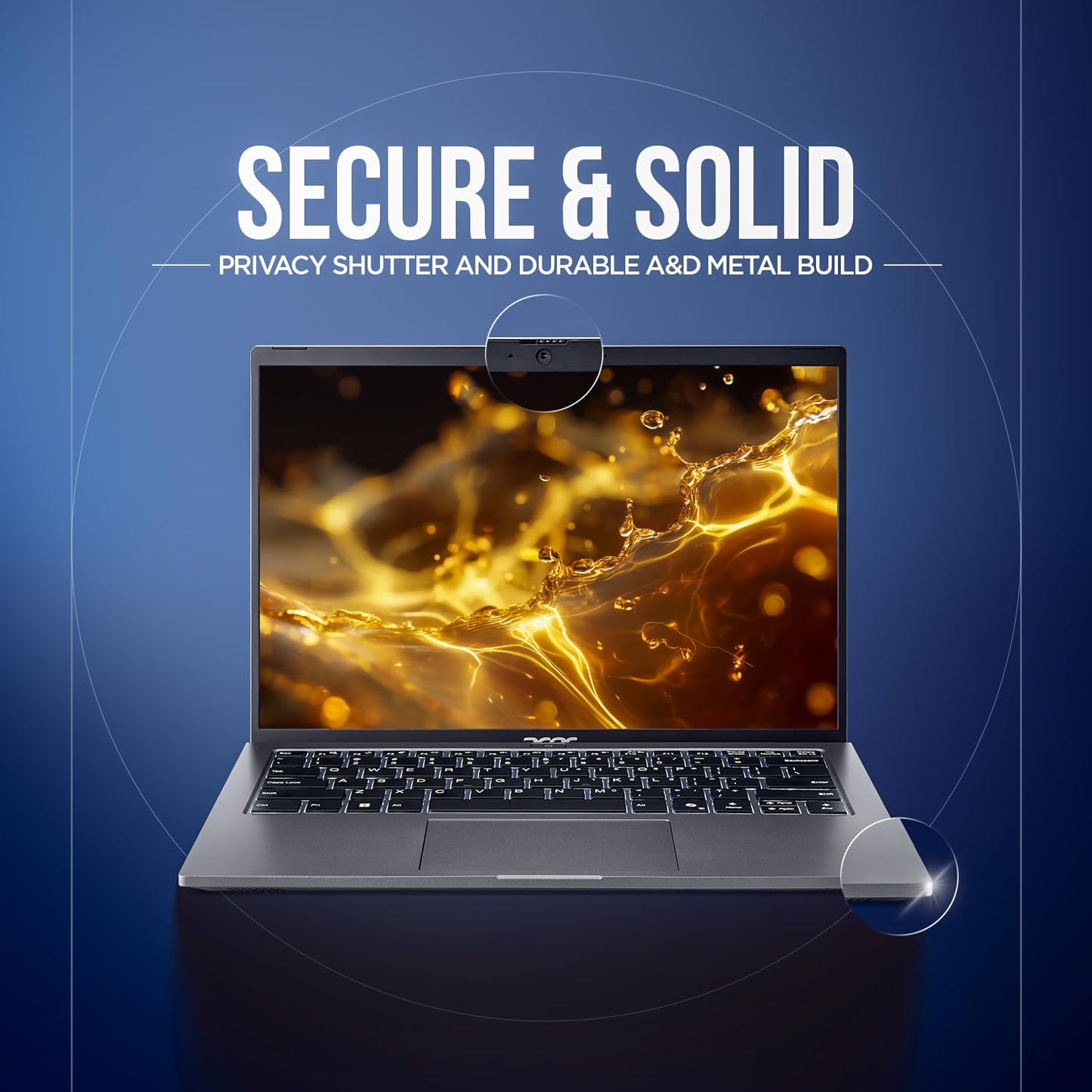 acer AspireGo14,Intel Core Ultra5 125H(14thgen) AI Processor,16 GB/512 GB, WUXGA IPS, 14.0"/35.56 cm, Win 11 Home, MS Office, Steel Gray, 1.5 kg, AG14-71M,Privacy Shutter,Backlit KB, Premium Laptop