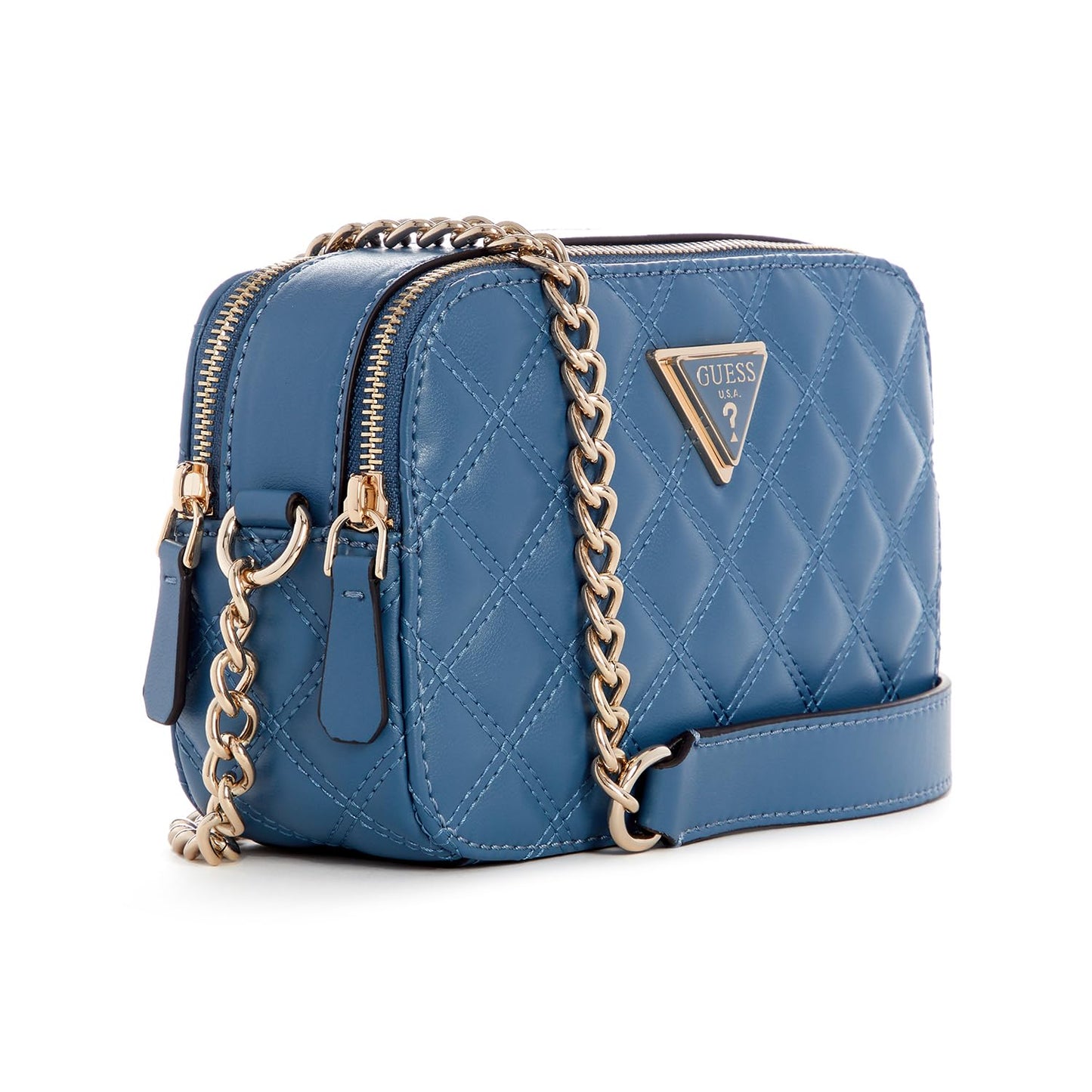 GUESS Women's Blue Quilted Camera Bag| Ladies Purse Handbags | Gift For Ladies