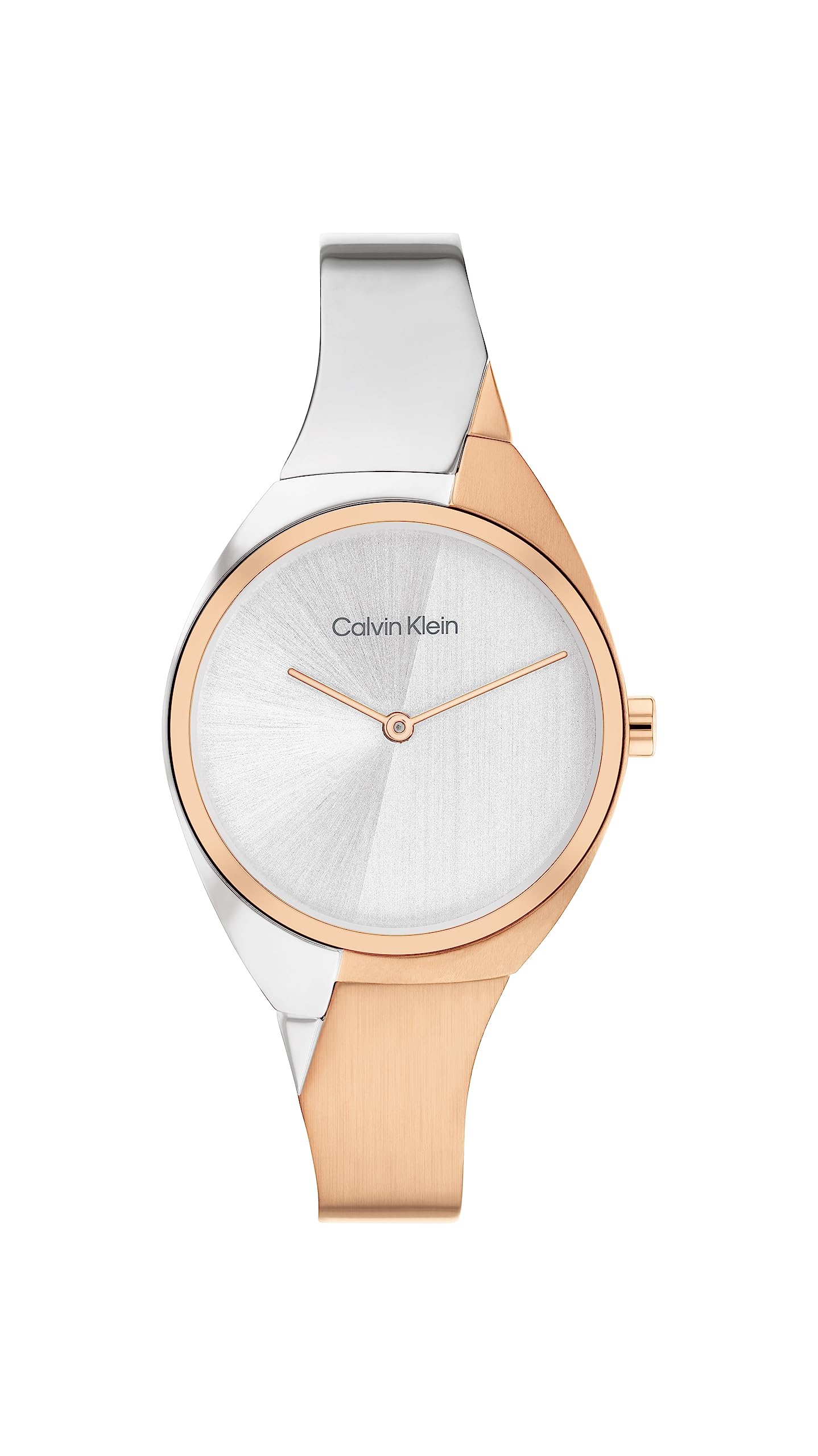 CALVIN KLEIN Charming Qtz Basic Slim Silver White Special Dial Women's Watch|Two Tone Stainless Steel Material|Silver Color Band - 25200237