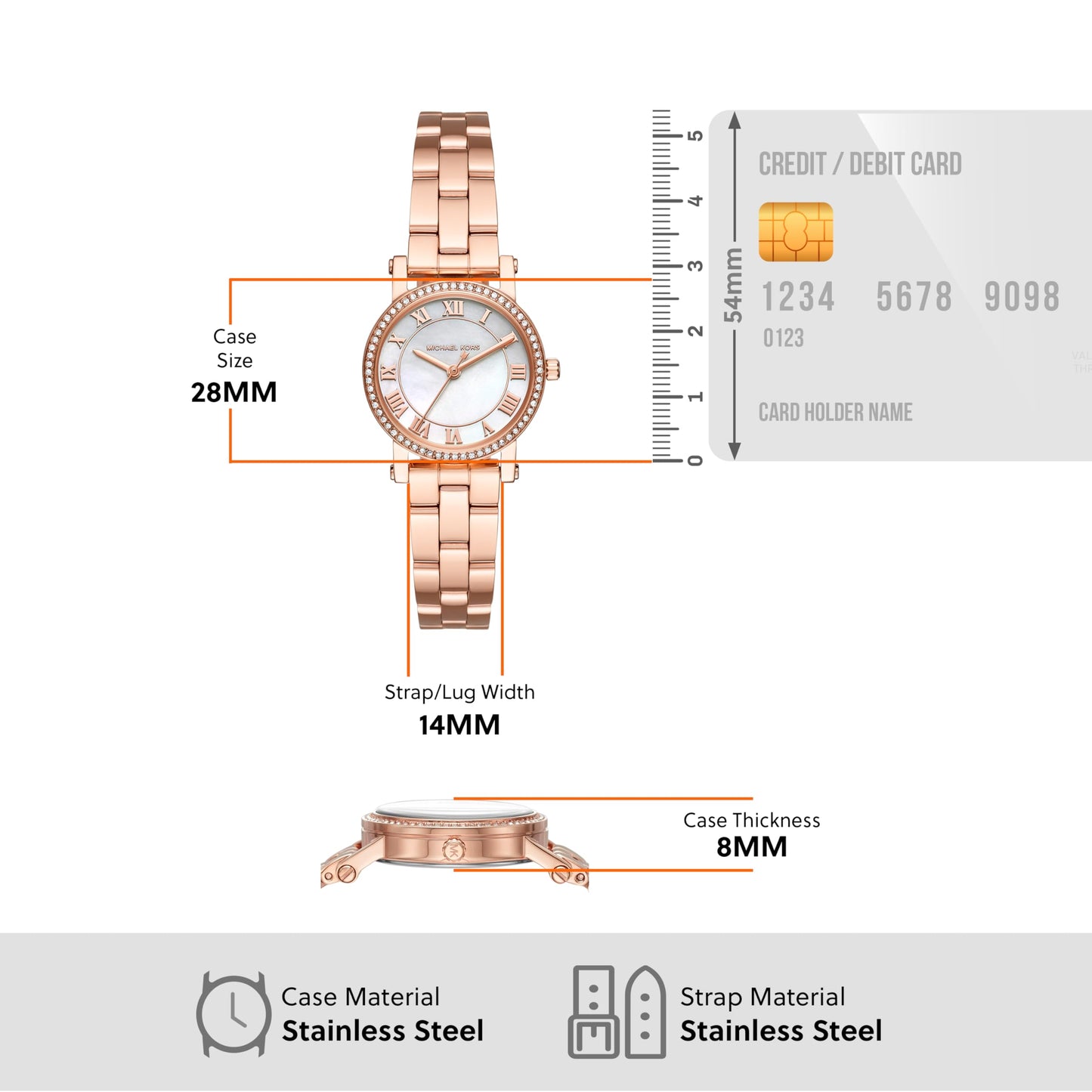 Michael Kors Norie Analog White Dial Gold Band Women's Stainless Steel Watch-MK3558