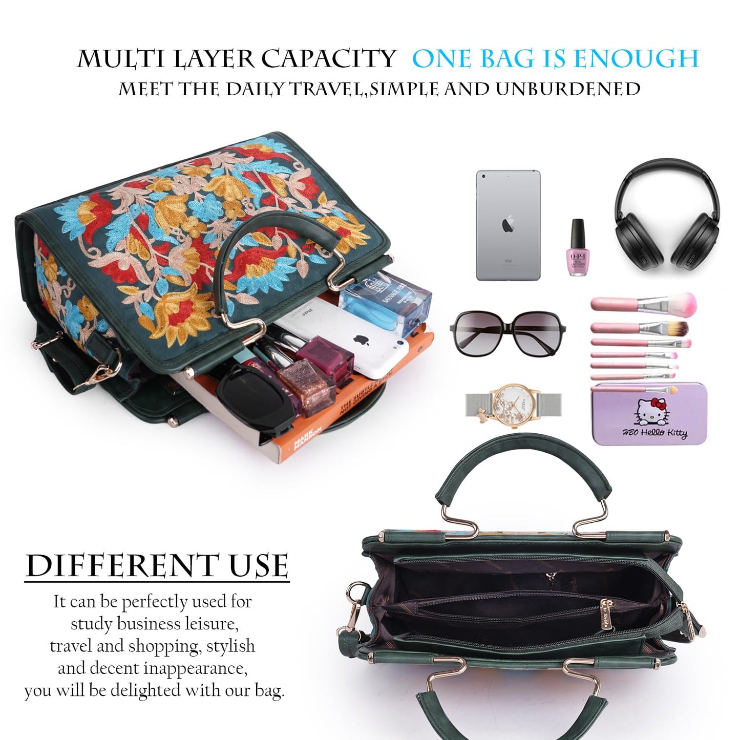 EVEDA Synthetic Leather Stylish Trendy Design Shoulder Crossbody Hobo Women Handbag, Green