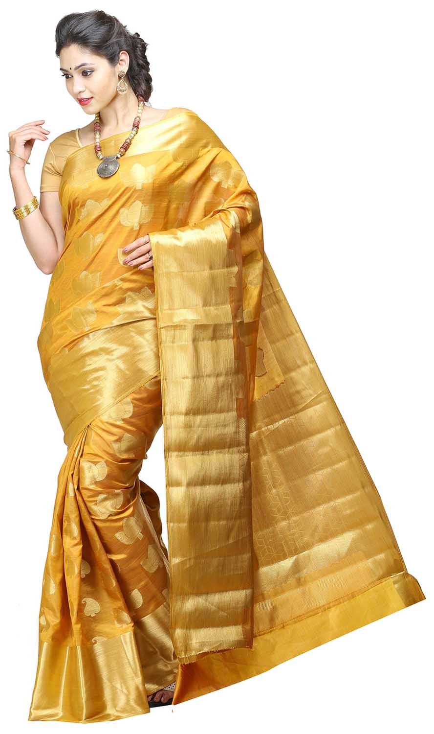 Kashish Women's Tassar Silk Saree with Blouse Piece