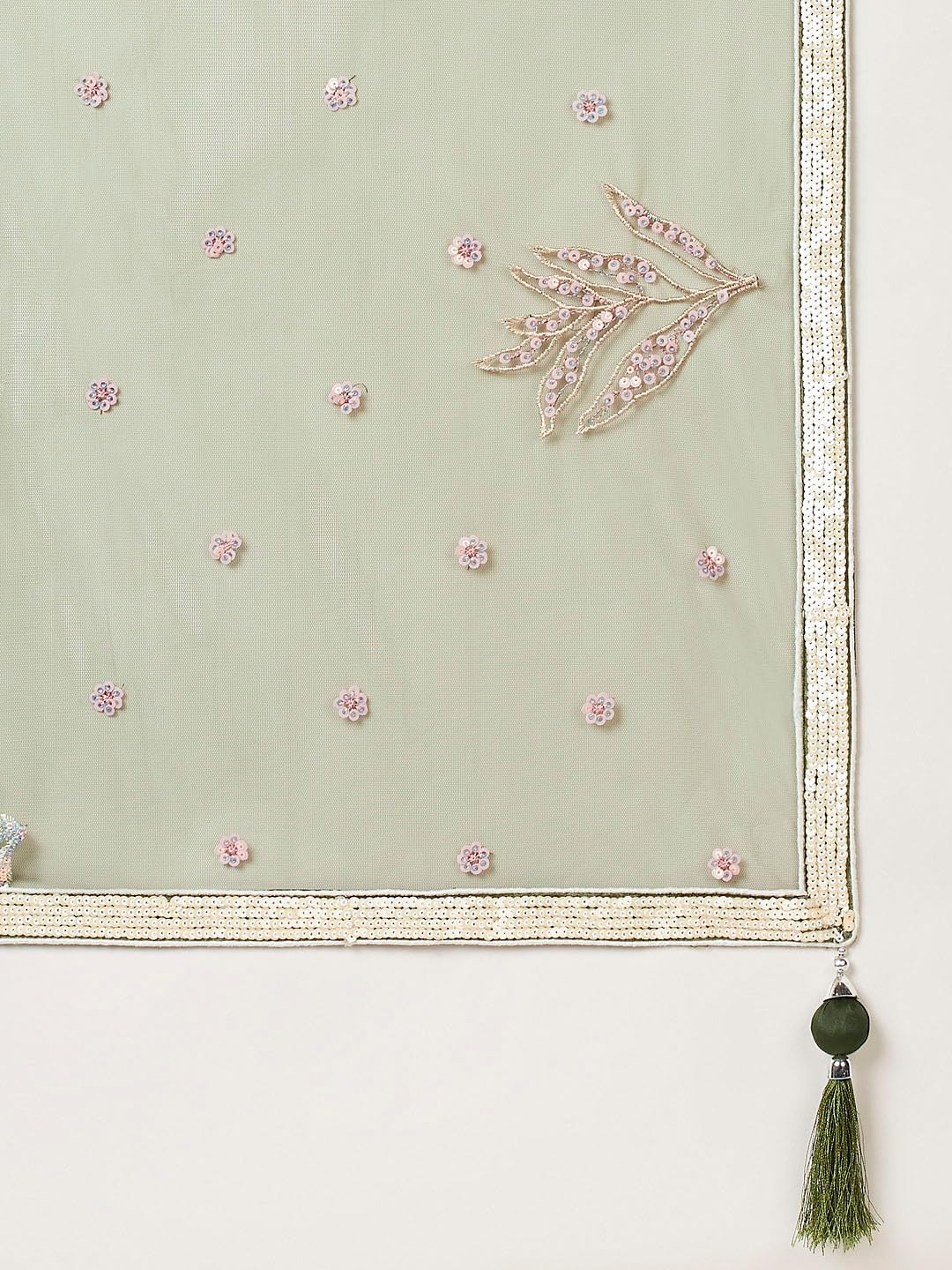 Zeel Clothing Women's Net Sequins Embroidered Soft Net Semi Stitched Lehenga Choli With Dupatta (6032-Green-Wedding-Stylish-Lehenga-Choli-Latest; Free Size)