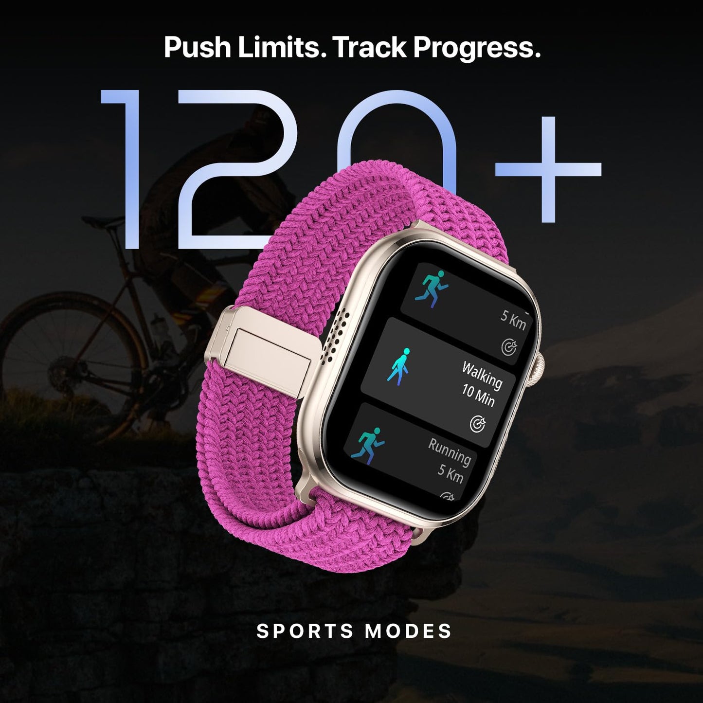 Fire-Boltt Brillia Pro Smart Watch with 51.3mm (2.02 inch) AMOLED Display, Bluetooth Calling, SpO2, Heart Rate Monitoring, 120+ Sports Modes, IP67 Waterproof, Long Battery Life (Pink Wave)