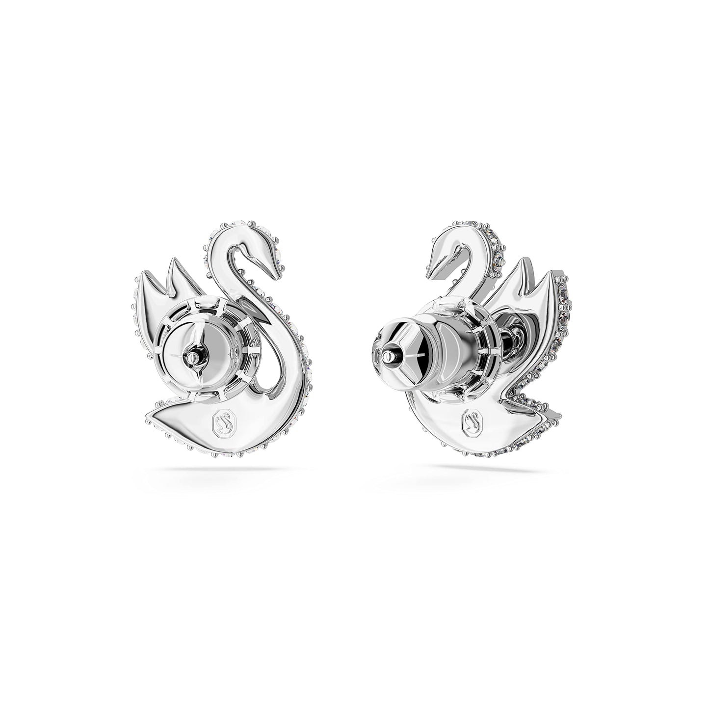 Swarovski Iconic Swan stud earrings, Swan, White, Rhodium plated