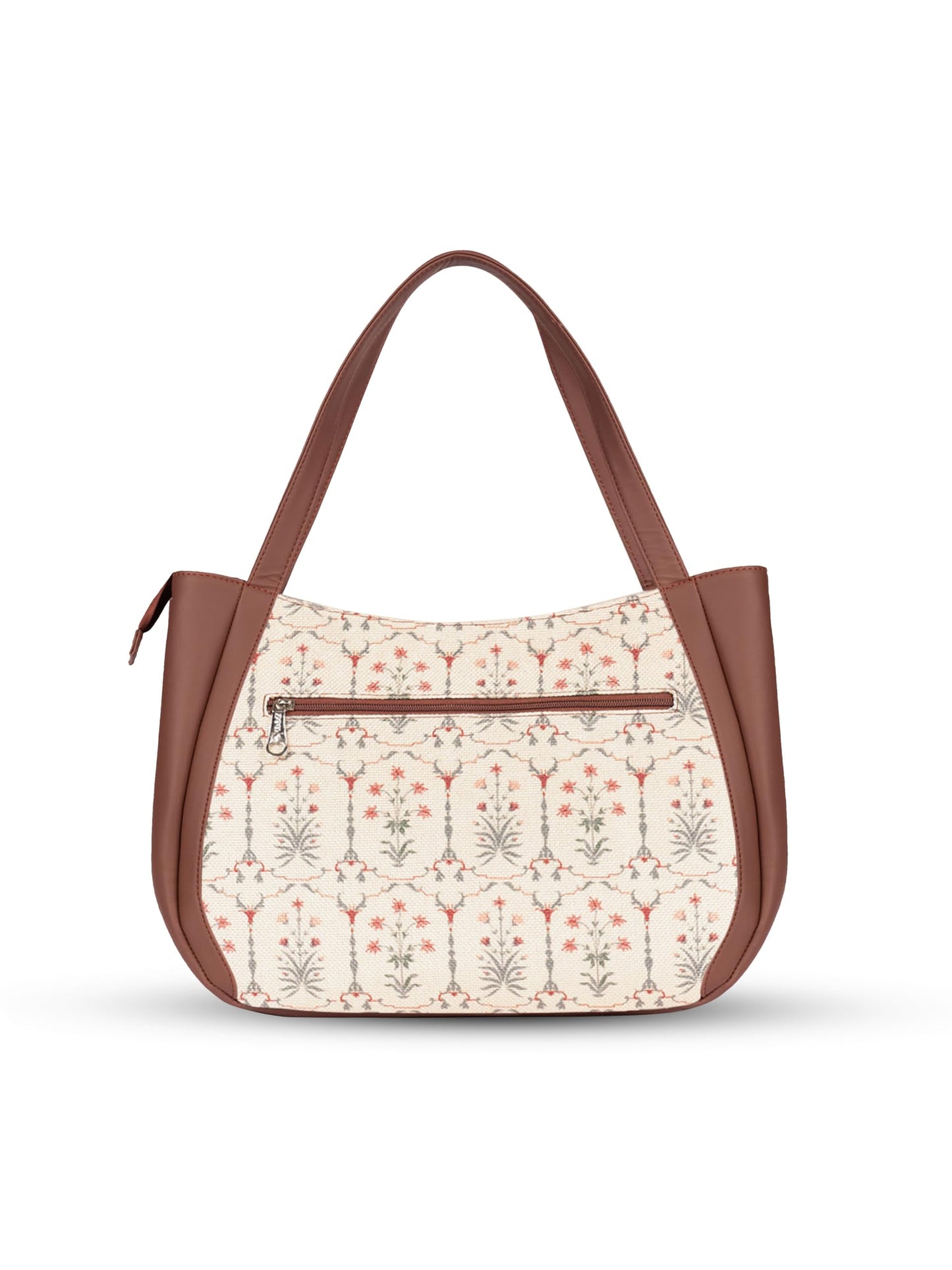 ZOUK Taj Nakashi Floral Printed Jute Handcrafted Vegan Leather Lemon Yellow Women's Shoulder Luna Handbags | Ladies Purse Handbag