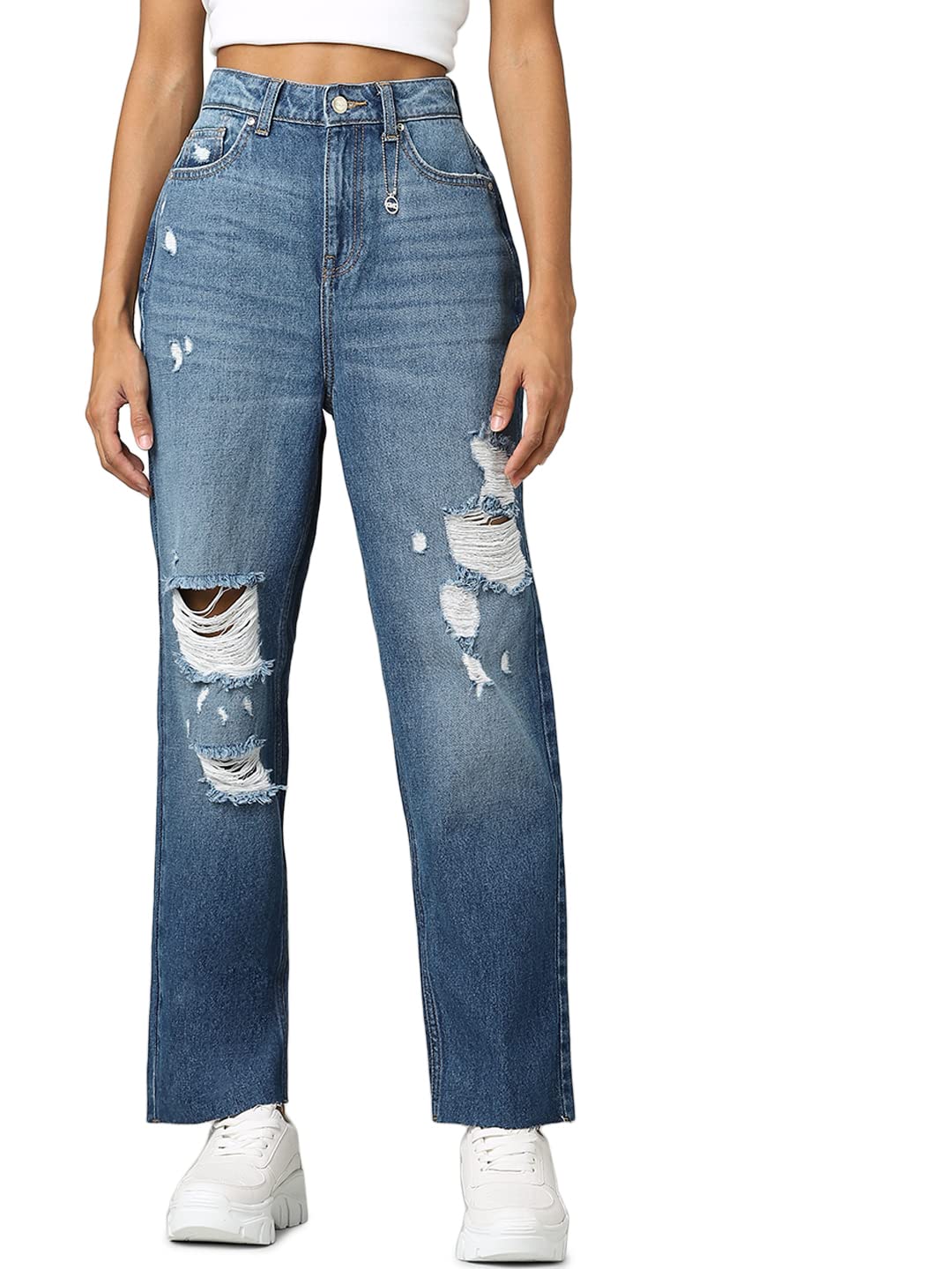 ONLY Regular Fit Jeans(255135801_Medium Blue Denim_30)