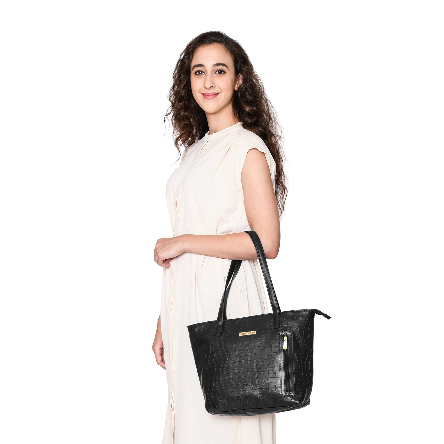 Caprese womens ELIZA T Large BLACK Tote Bag