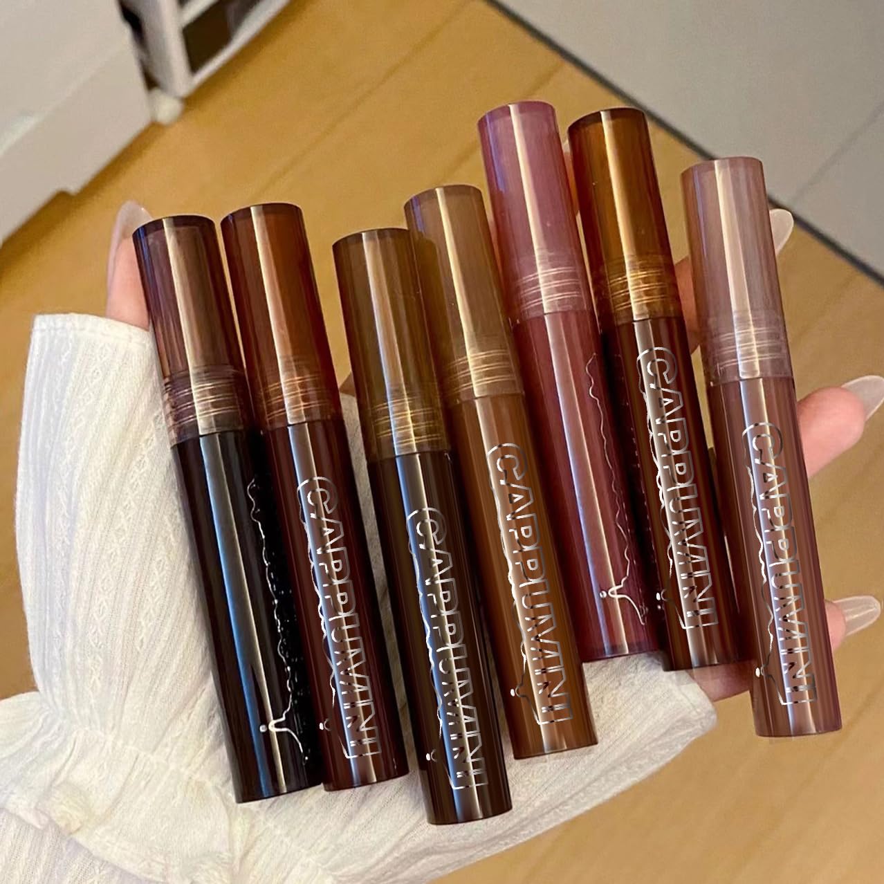 Cappuvini Chocolate Lip Gloss | Nude Dream Lipstick Collection | Lip Moisturizer and Color in One Product Nude Dream Shades from Light Pink to Dark Brown | Perfect for Korean Style Makeup Looks | Lightweight Texture Liquid Lipstick | Long-Lasting Lip Glaz