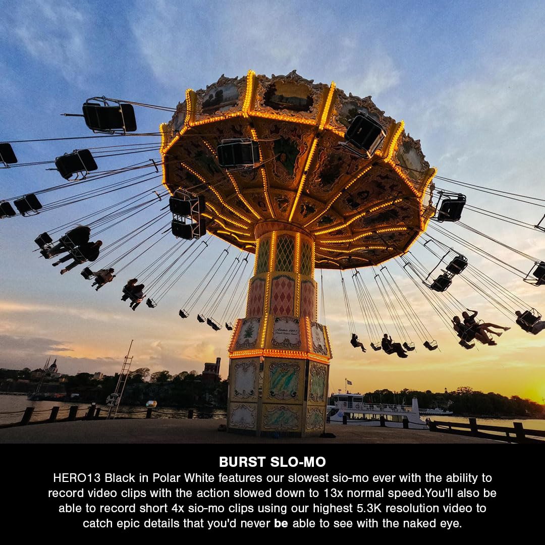 GoPro HERO13 Black in Polar White Limited Edition - Waterproof Action Camera with 5.3K60 Video, 27MP Photo + Compatability with HB-Series Lenses(1-Yr International+1-Yr India Warranty)